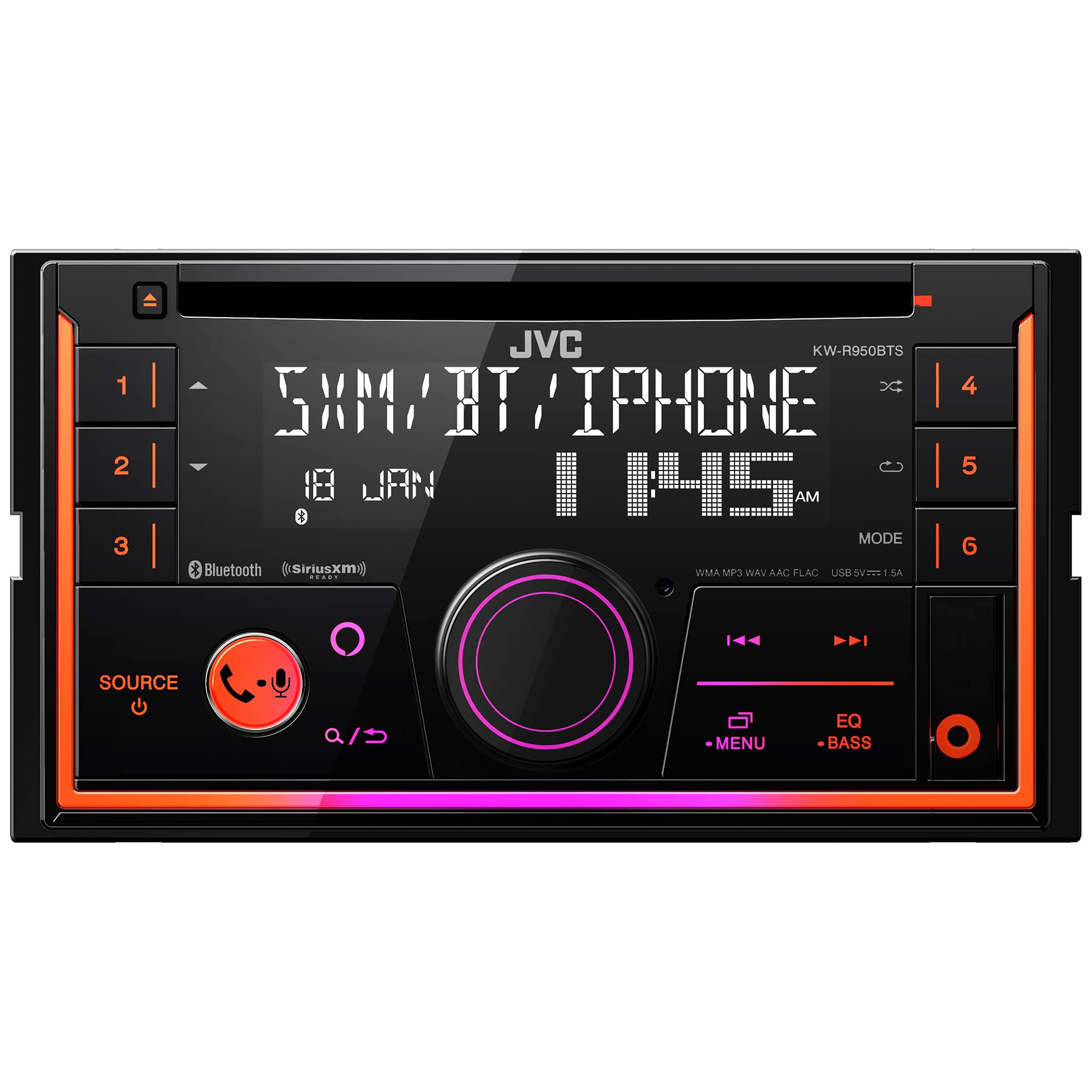 Jvc Kw R950Bts Bluetooth Car Stereo Receiver With Usb Port   Lcd Display   Am/Fm Radio   Mp3 Player   Double Din   13 Band Eq (B