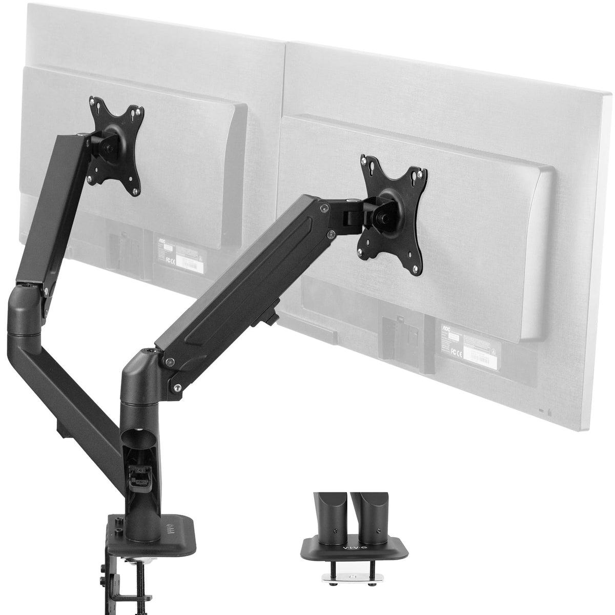 VIVO Aluminum Articulating Dual Monitor Arm for 17 to 27 inch Screens, Desk Mount Tension Spring Monitor Stand for 2 Screens, Black, STAND-V102O