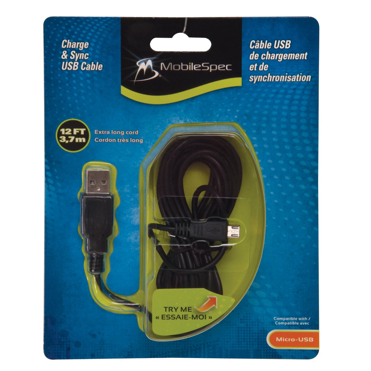 Mobilespec Msmicrousb 12 Charge And Sync Micro To Usb Cable