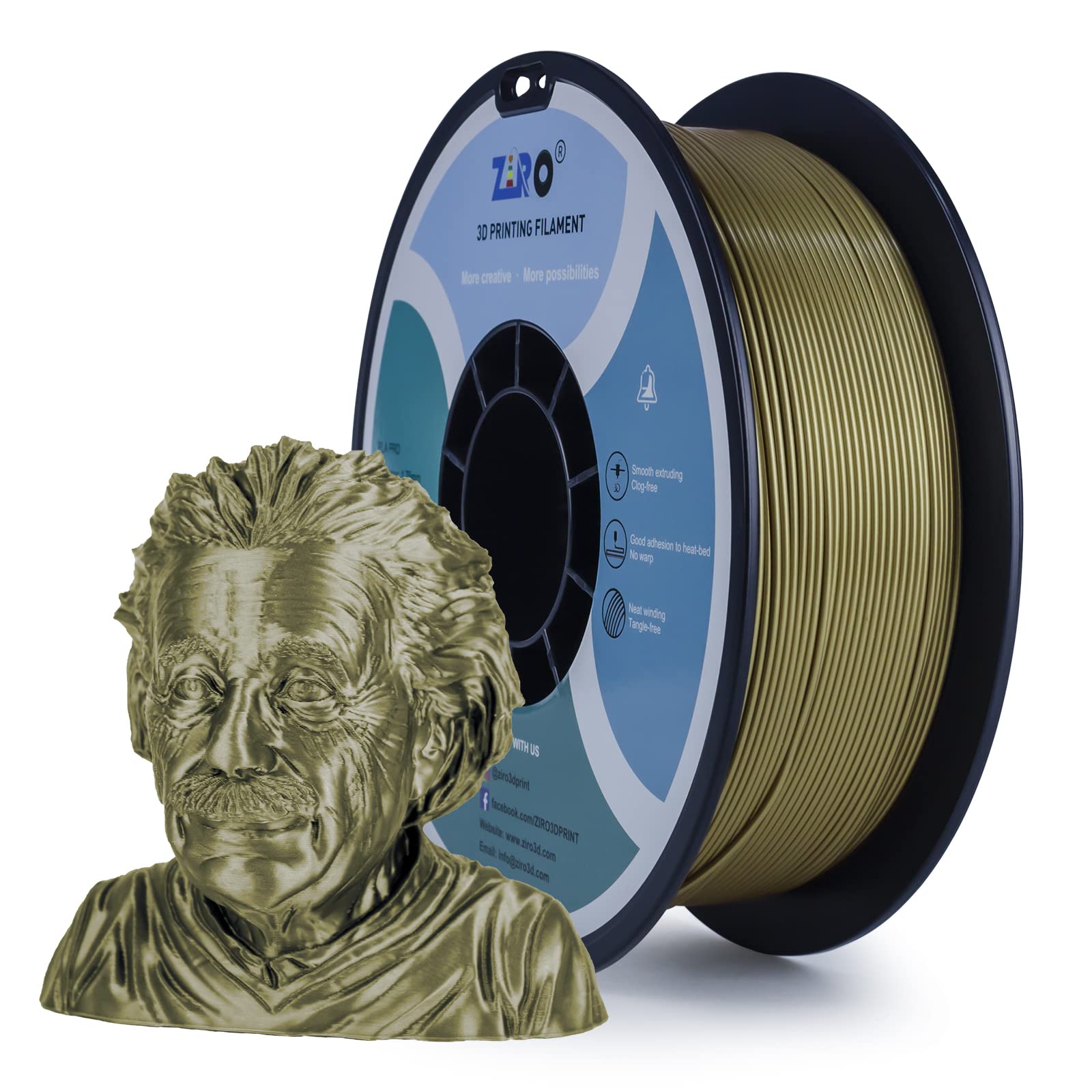 Ziro Pla Metal Filament 1.75Mm,3D Printer Filament Pla Pro Metal Bronze 1.75 1Kg(2.2Lbs), Dimensional Accuracy +/  0.03Mm,Bronze