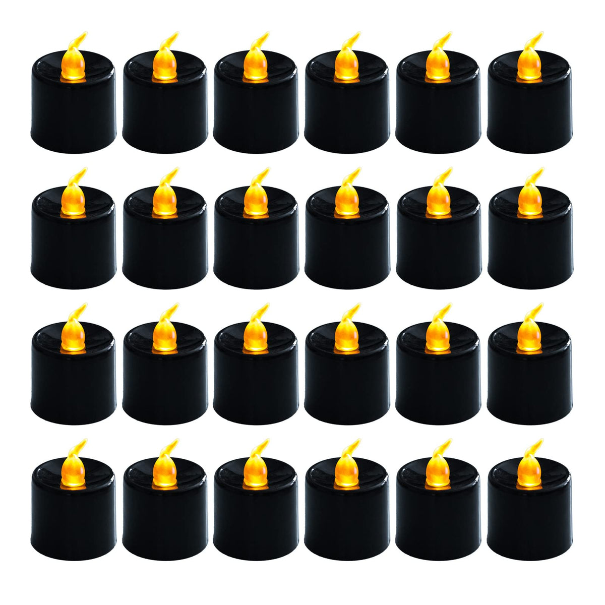 Lanker 24 Pack Black Tea Lights Candles - Flickering Warm Yellow Lights Flameless Led Candles - Battery Operated Fake Candles - 