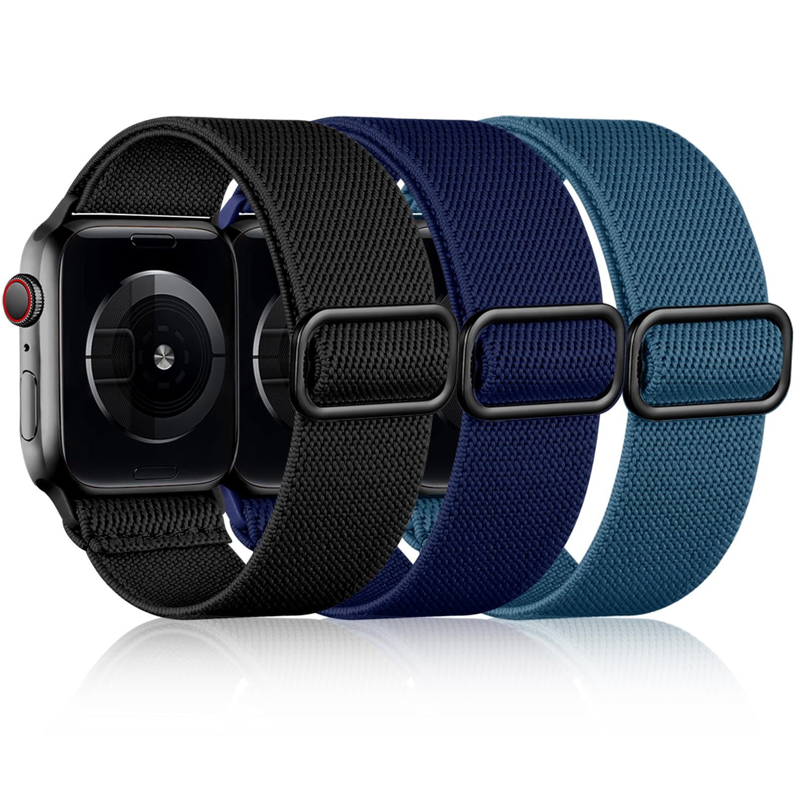 Daqin Stretchy Solo Loop Compatible With Apple Watch Band 45Mm 44Mm 42Mm 49Mm 41Mm 38Mm 40Mm Women Men, Elastic Nylon Braided Sp