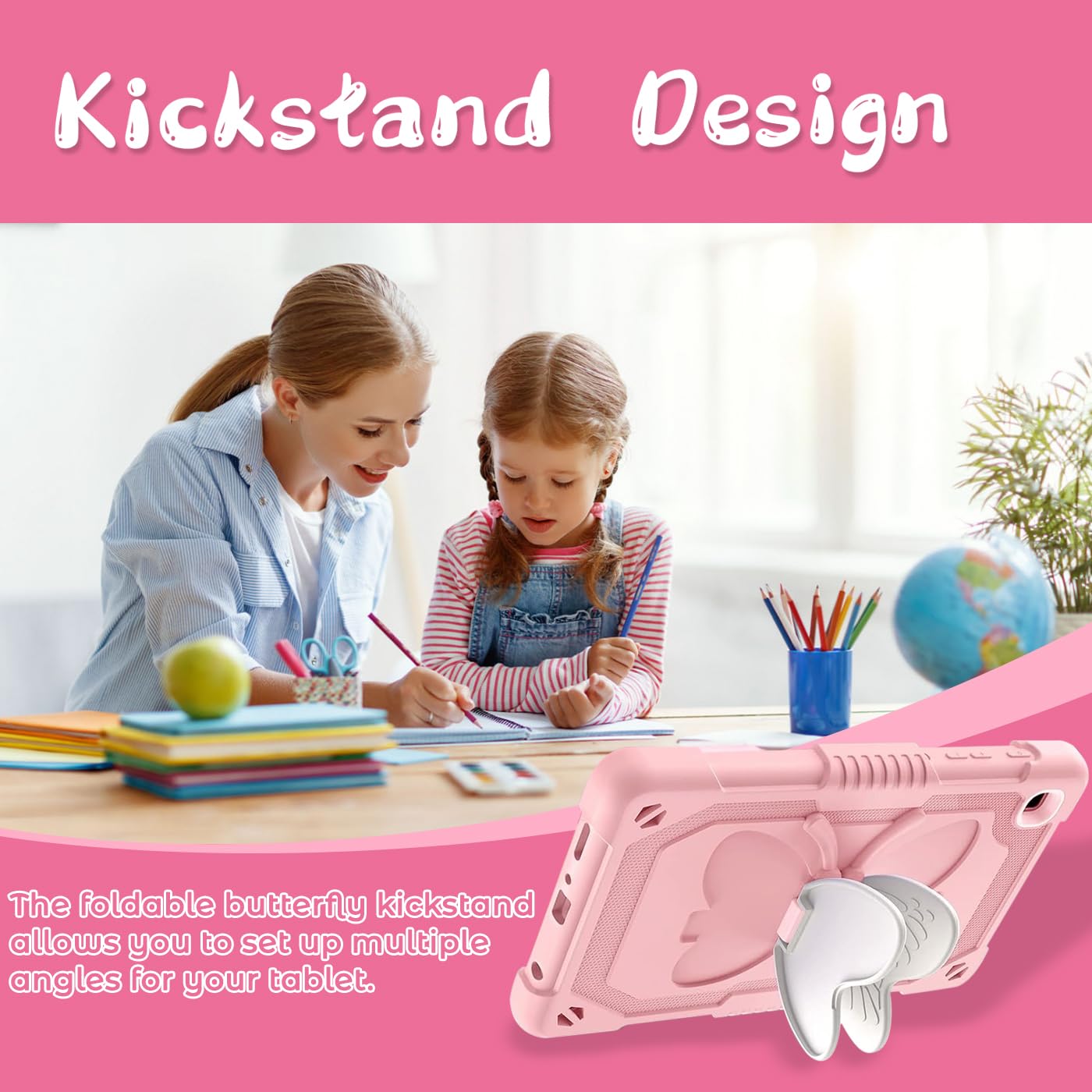 Dreamerx Case For Samsung Galaxy Tab A7 Lite 8.7 Inch 2021 Kids Girls W/Butterfly Kickstand Carrying Shoulder Strap Shockproof R