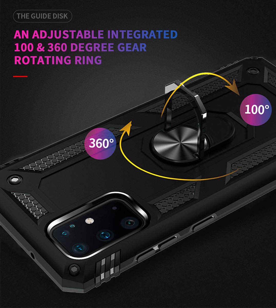 Addit S20+ Case,S20 Plus Case, Military Grade Protective Samsung S20 Plus Cases Cover With Ring Car Mount Kickstand For Samsung