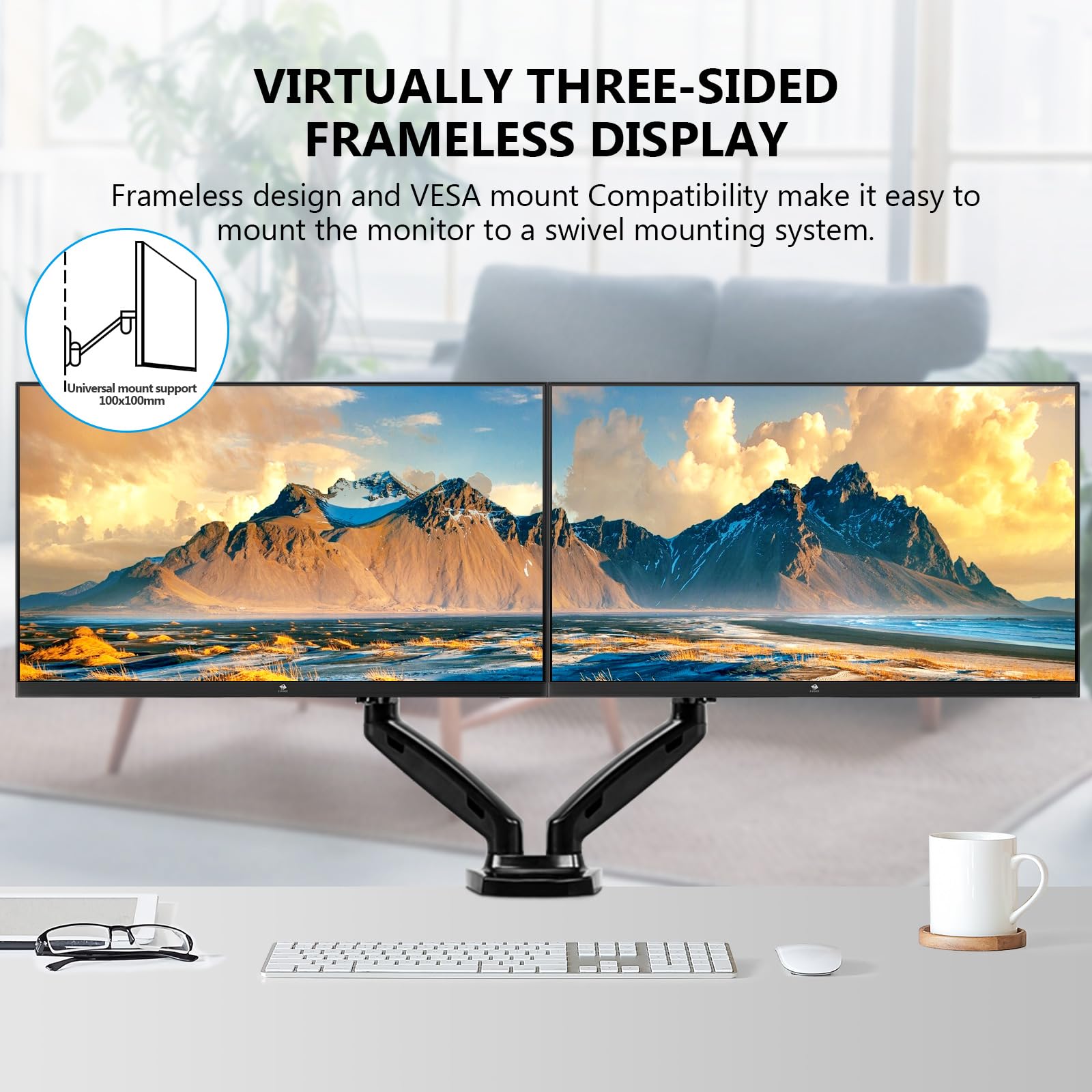24 Inch Monitor, Z Edge Computer Monitor, Full Hd 1920 X 1080P Ips Display 75Hz Pc Monitor With Hdmi, Vga, Frameless, Anti Glare