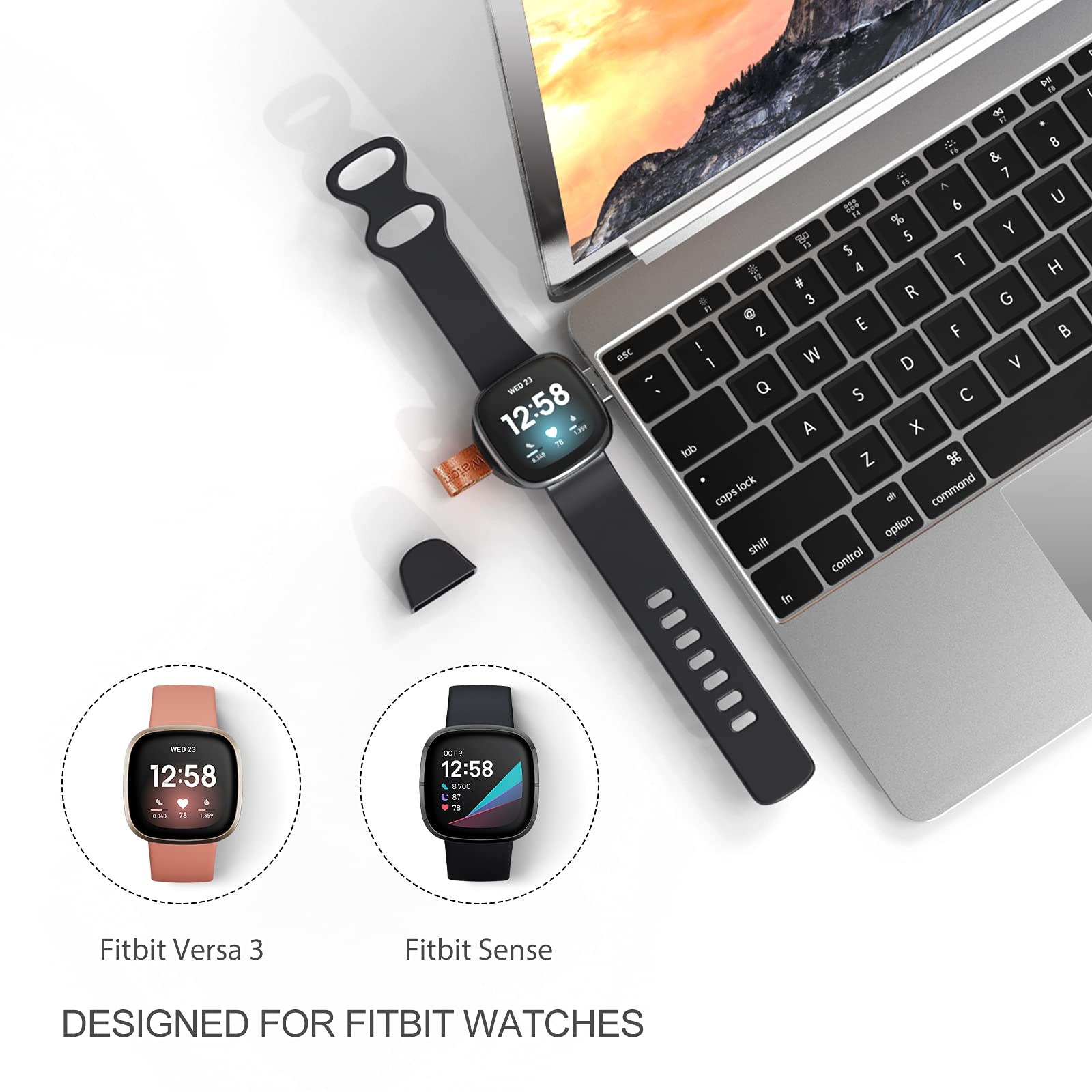 Hkhyoo Charger For Fitbit Versa 3 & Fitbit Sense,Portable Travel Replacement Usb Charging Dock For Fitbit Watch, Magnetic Wirele