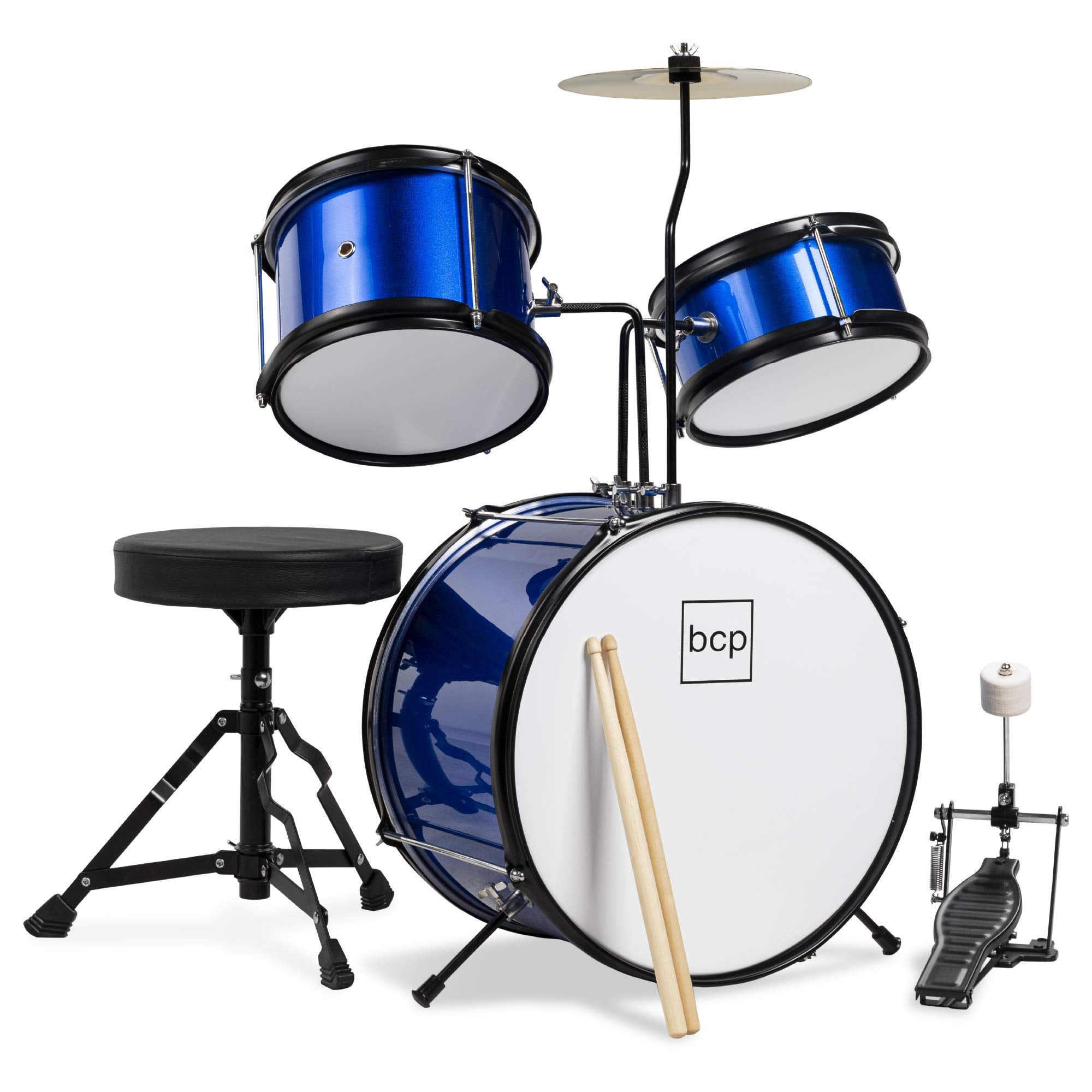 Best Choice Products Kids Drum Set 3 Piece Beginner Drum Set Junior Drum Set, W/ Throne Stool, Cymbal, Drum Sticks, Bass Drum Pe