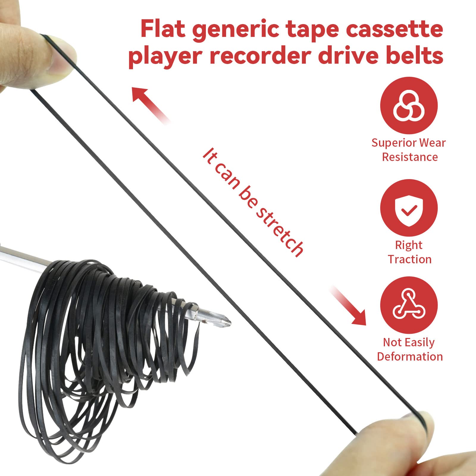 Recorder Rubber Belts   Cassette Recorder Repair Maintenance Mix Flat Cassette Tape Machine Rubber Belts 40 135Mm (50Pcs) (Width