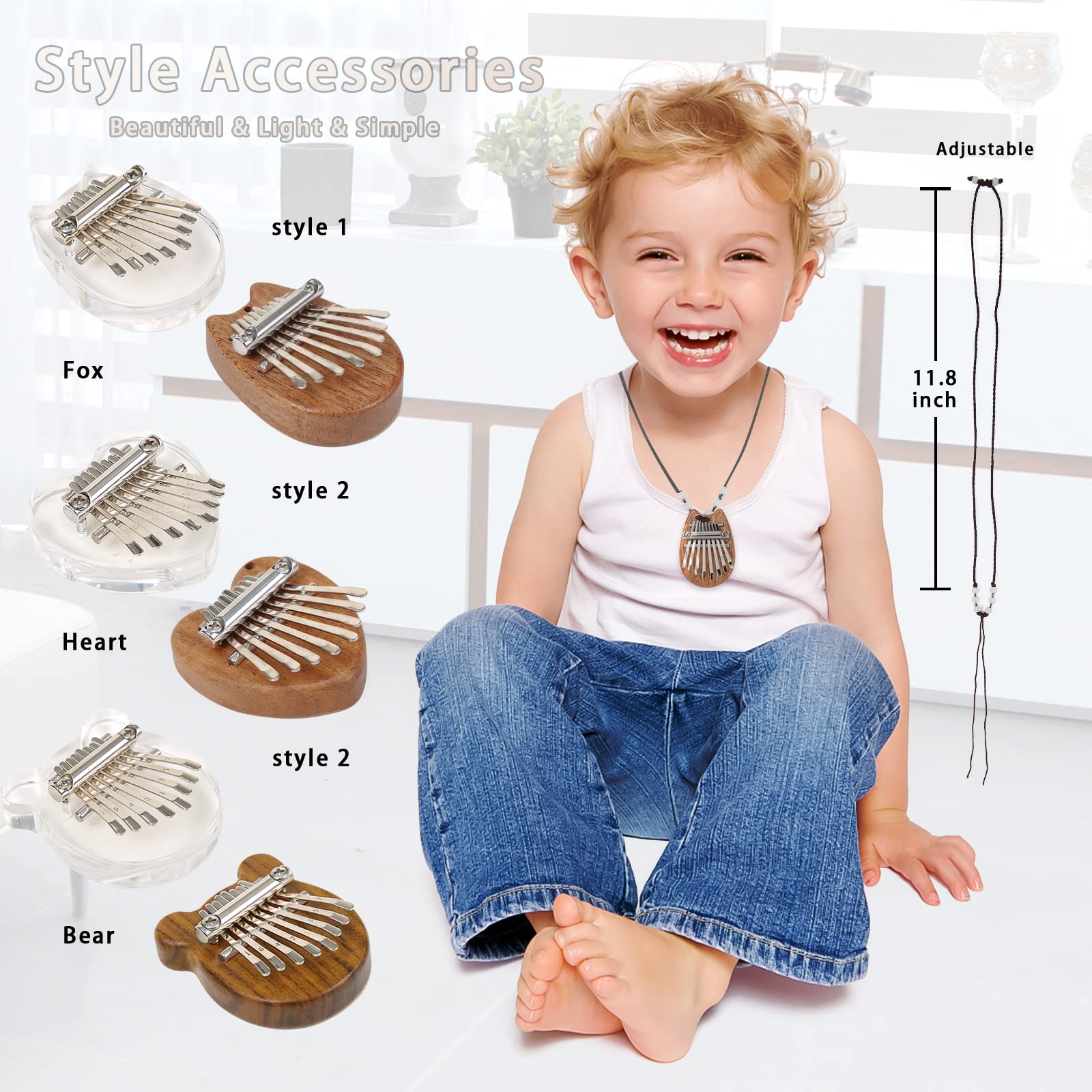 2 Pack Mini Kalimba Thumb Piano 8 Keys,Portable Solid Wood And Acrylic Mbira Finger Piano For Kids And Adults,Pocket Musical Gif