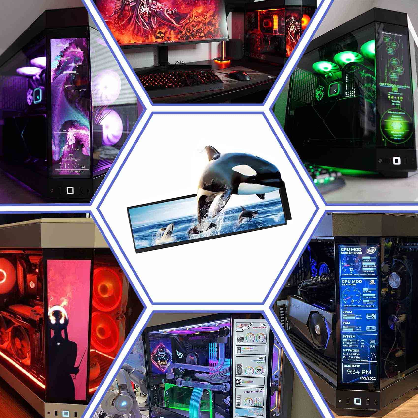 Vsdisplay 12.6 Inch Ips Lcd Screen Monitor 1920X515 Display With Mini Hd Mi To Hd Mi Cable Kit,Fit For Diy Y60 Pc Case Cpu Gpu Secondary Monitor Panel