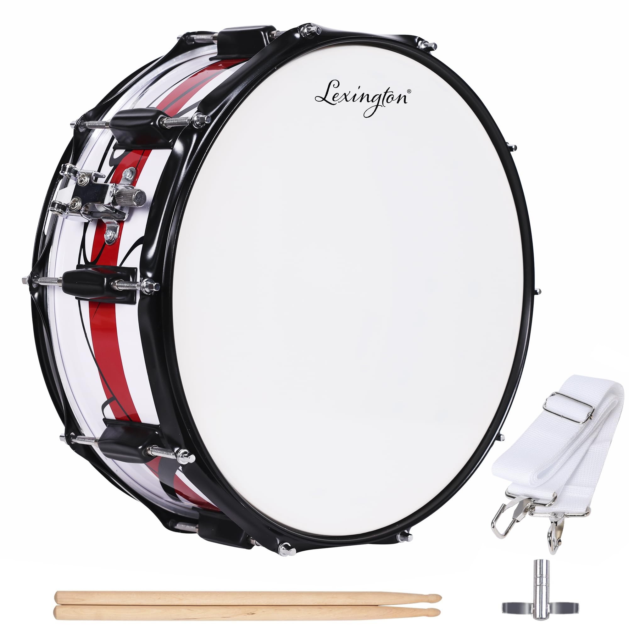 Lexington Sd300M Wr Snare Drum Set Student Wood Shell 14 X 5.5 Inches With 10 Lugs, Includes Drum Key, Drumsticks And Strap, Irr
