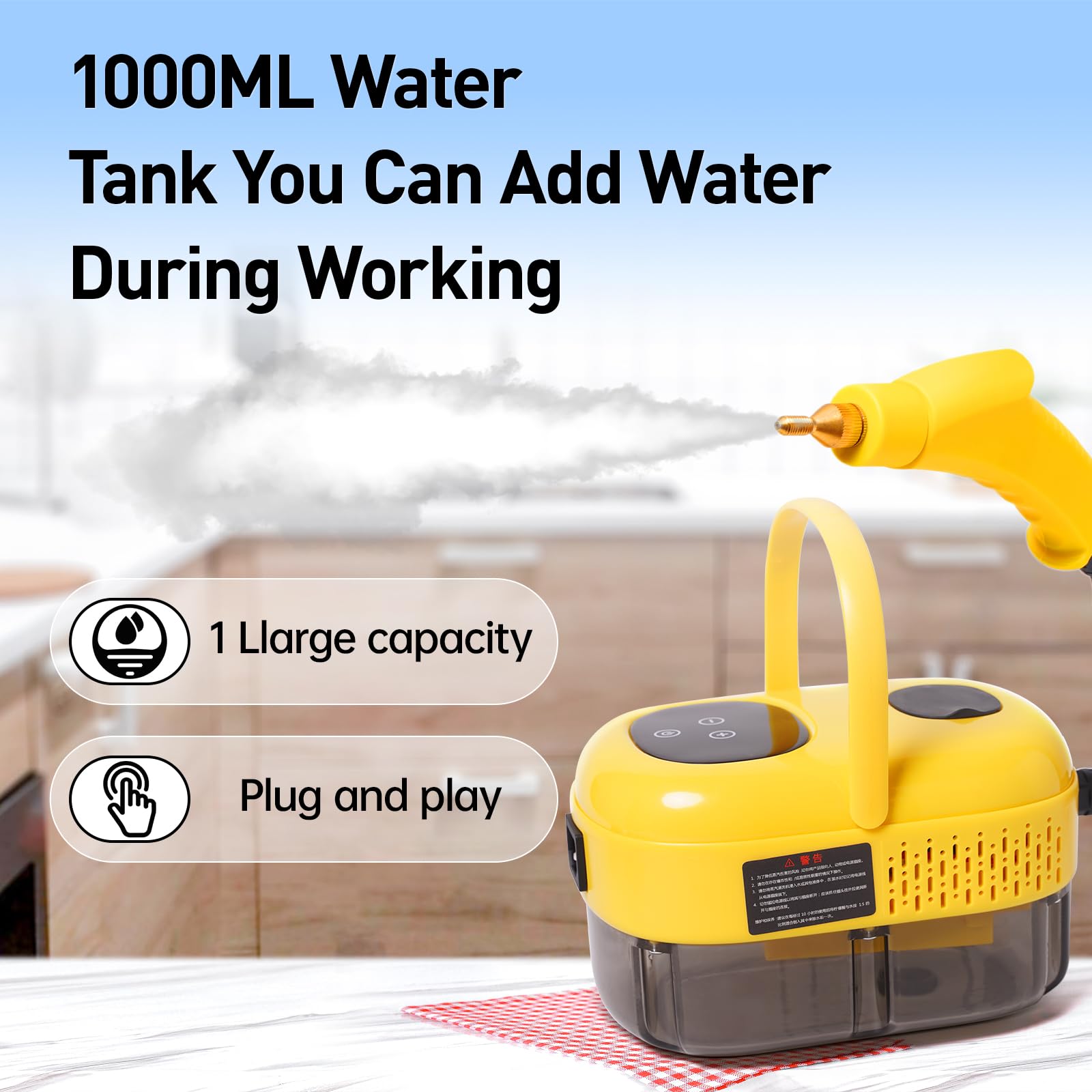 2500W Portable Steam Cleaner, Steam Shot Cleaner Handheld Steamer For Car Detailing, High Heat Cleaning Machine With Brush Heads