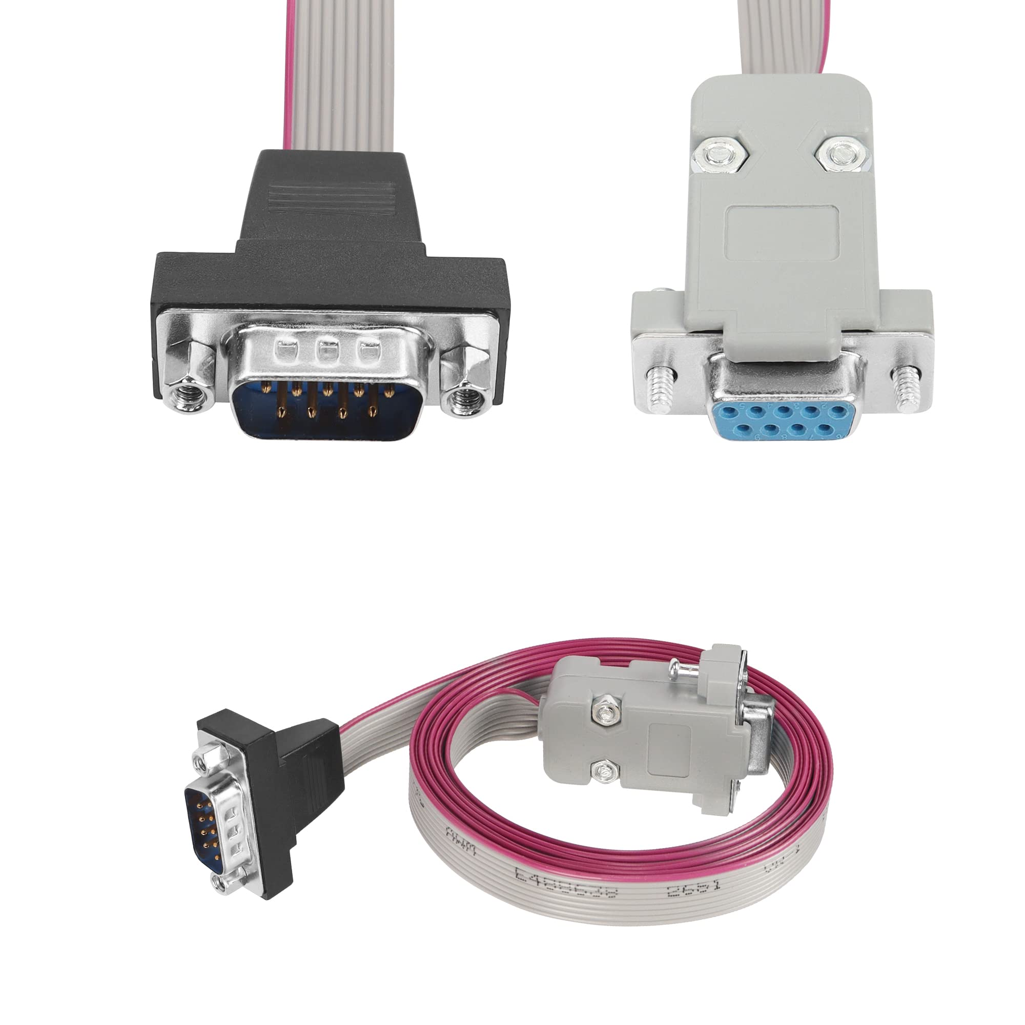 Pngknyocn Db9 Flat Ribbon Cable,2 Pack Rs232 Male To Female Extension Serial Cable(1.8M/5.9Ft