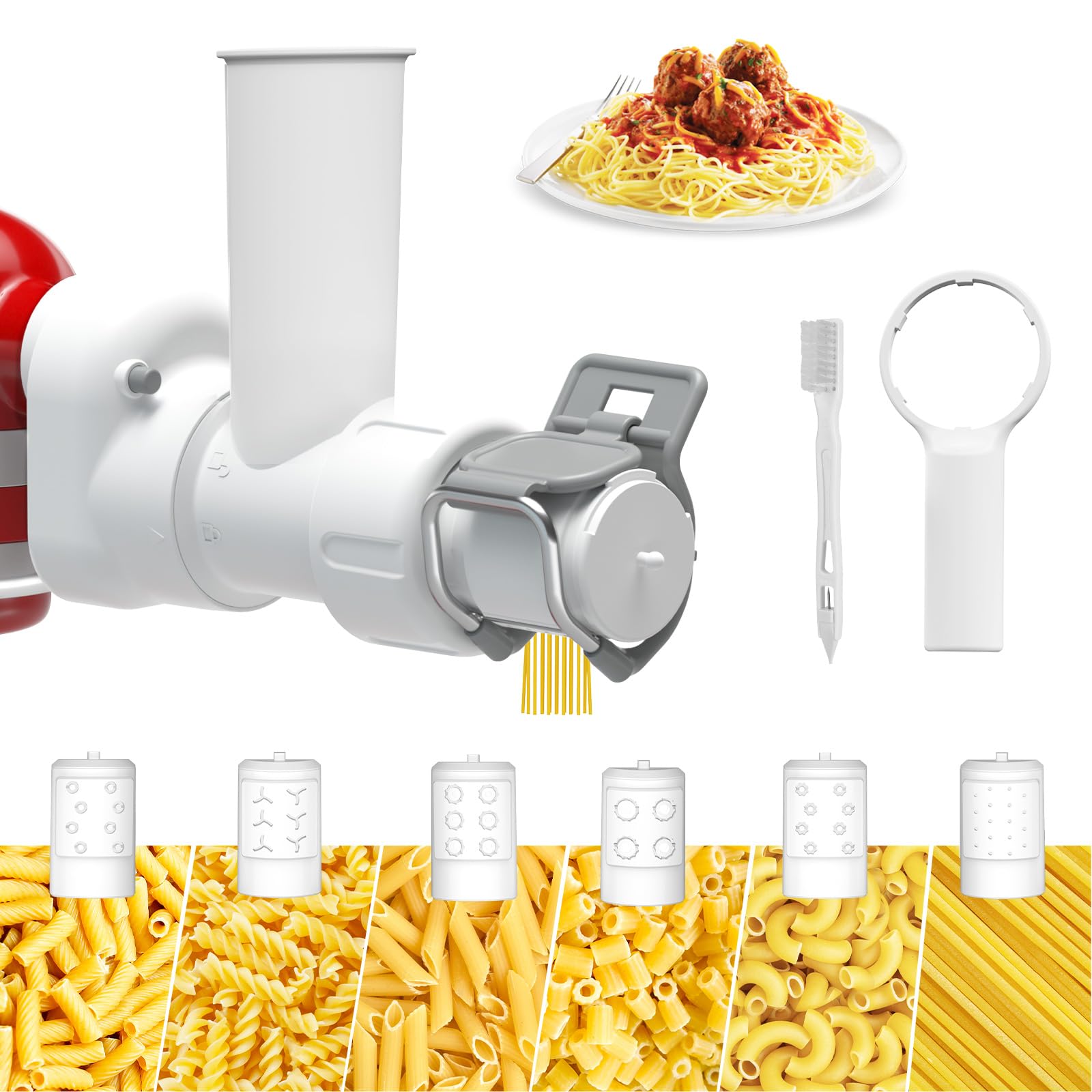 Pasta Maker Attachment for Kitchenaid Stand Mixer with 6 Different Shapes of Pasta Outlet, Durable for Kitchenaid Accessories an