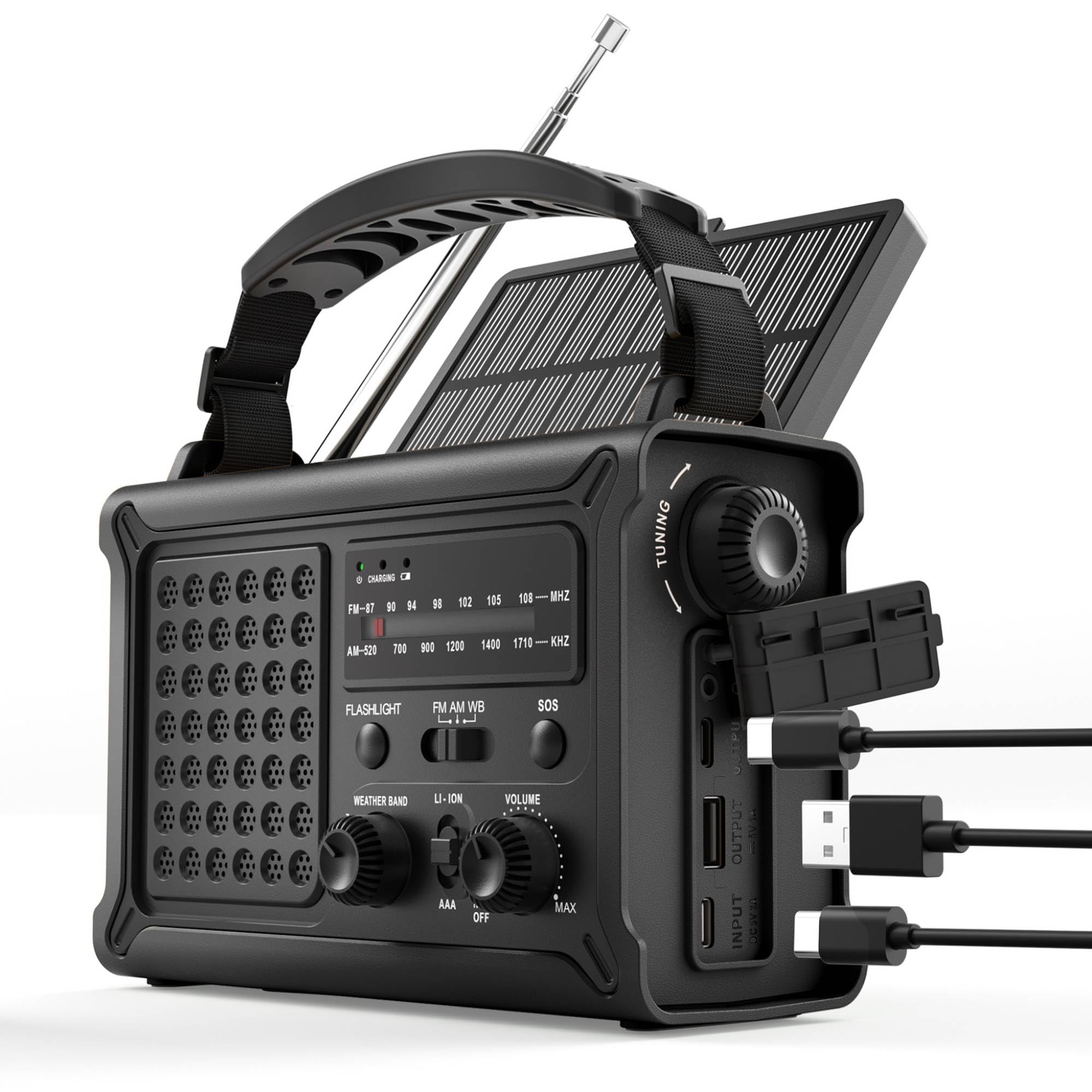 OnLyee Emergency Radio, Hand Crank & Solar Powered NOAA Weather Radio, 12000mAh Power Bank, AM/FM, LED Flashlight & Reading Lamp