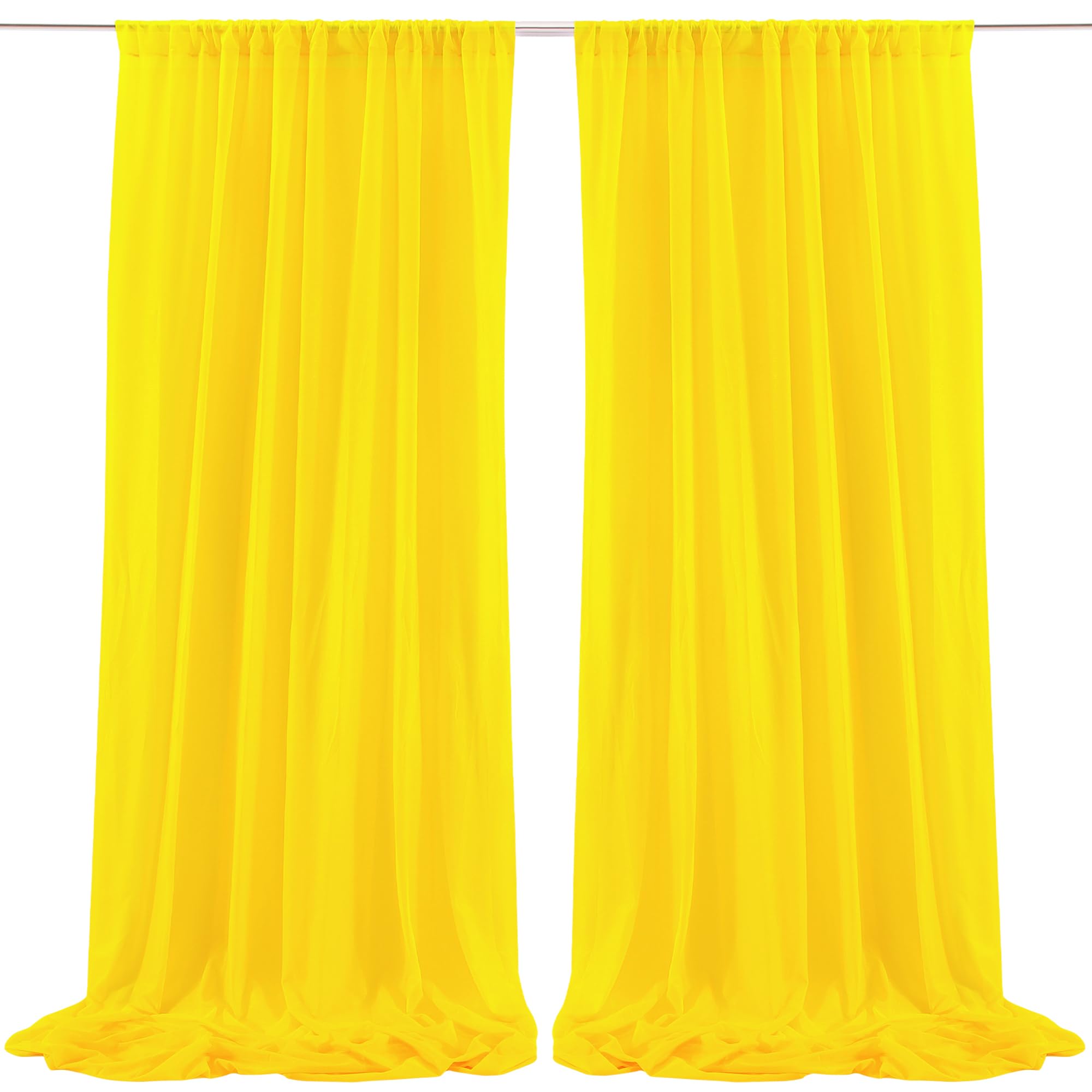 Wish Care 10Ft X 10Ft Yellow Backdrop Curtain Drapes, Wrinkle Free Sheer Chiffon Fabric Backdrop Panels For Wedding Arch Party C