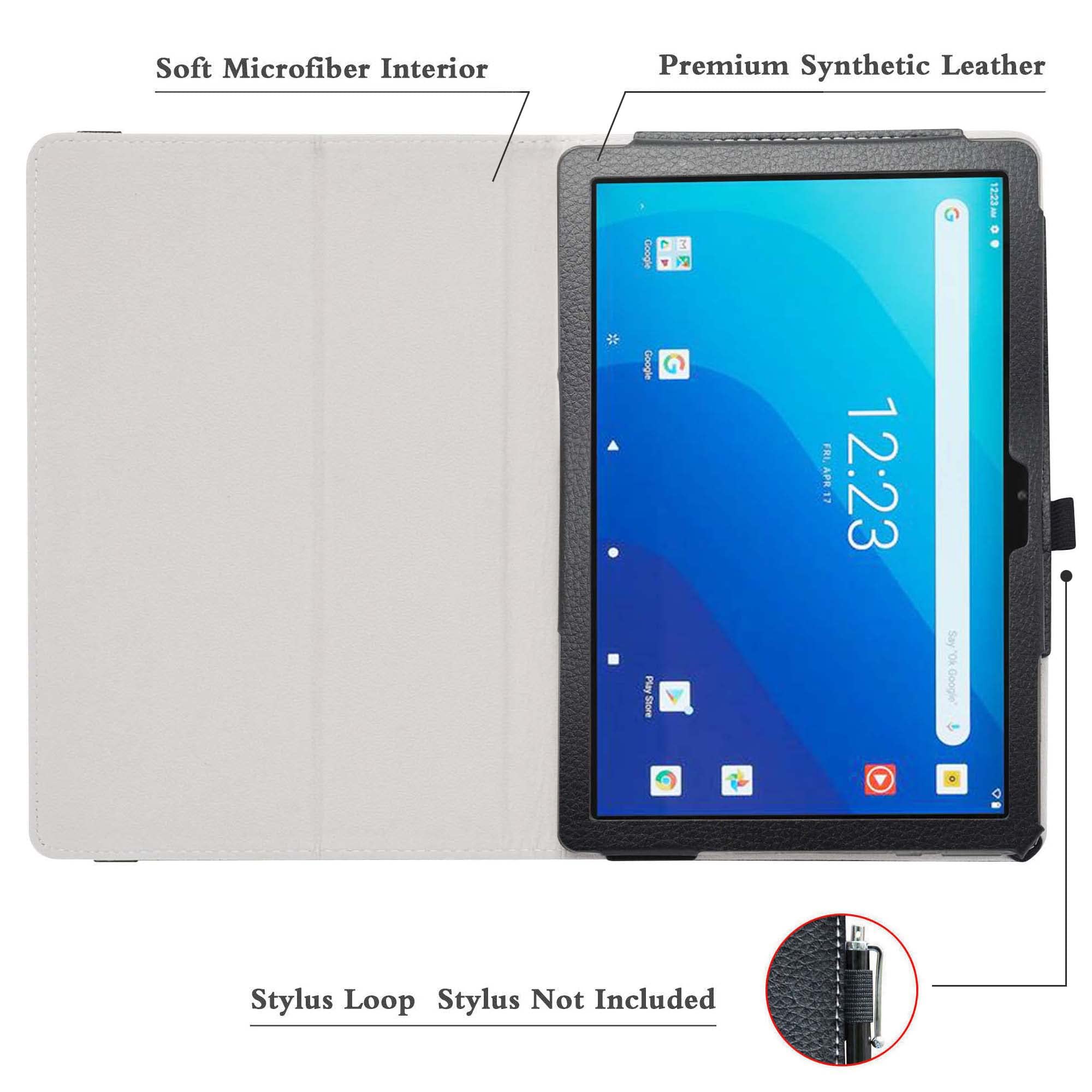 Bige 10.1 Inch Tablet Case (2022) For Onn, Pu Leather Folio Stand Cover, Black