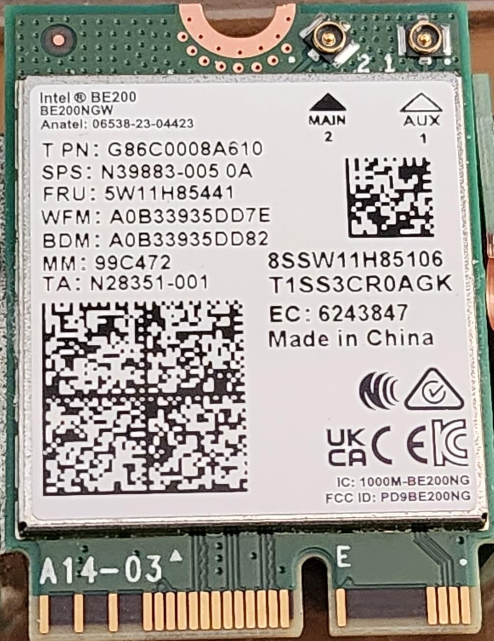 WiFi 7 BE200 2230 2x2 BE+BT
