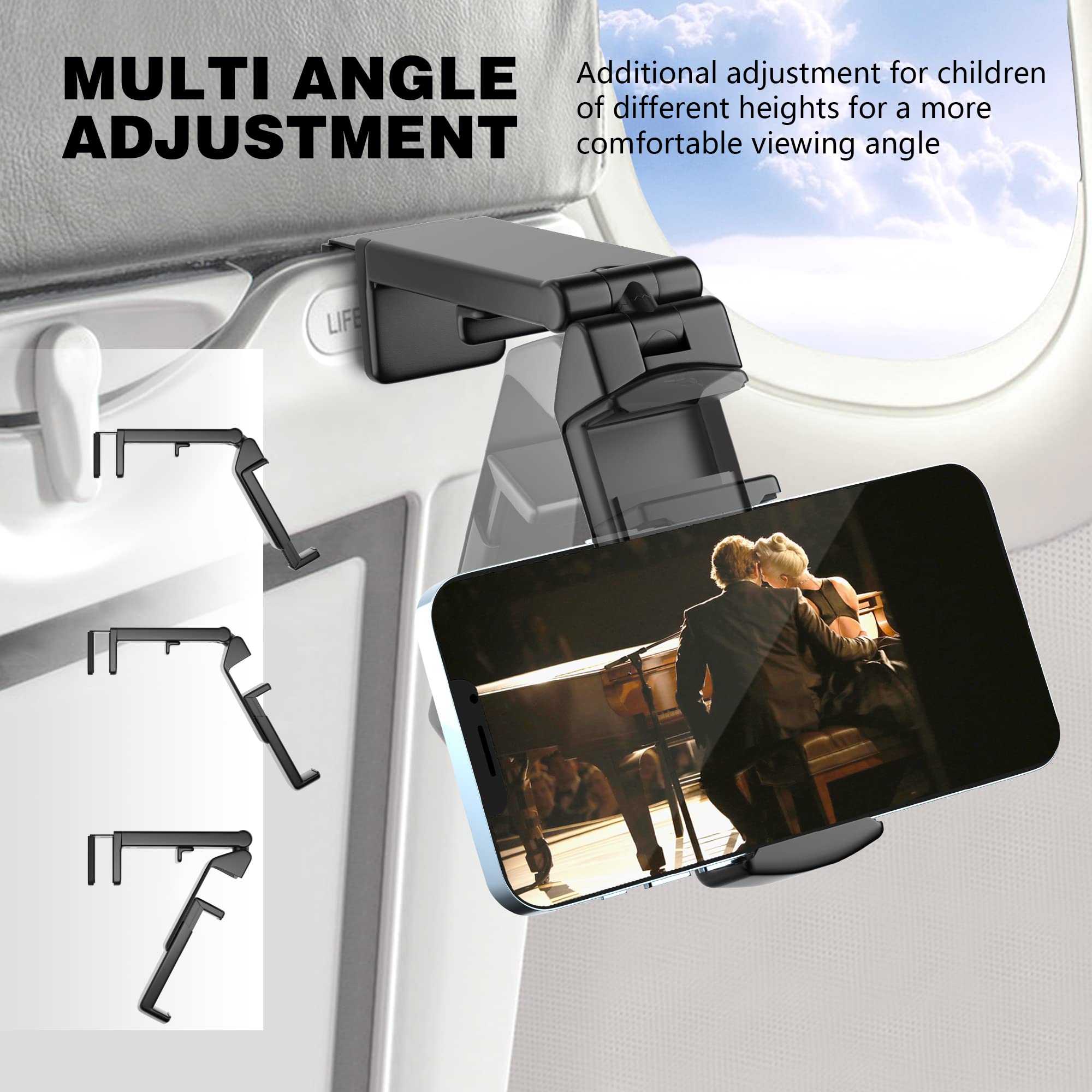 Perilogics Airplane Phone Holder Mount Universal In Flight Hands Free Viewing With Multi-Directional Dual 360 Degree Rotation (B