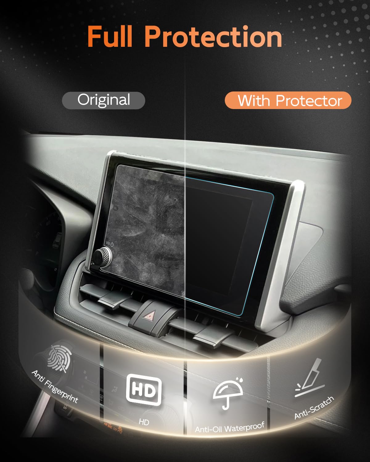 (2Pcs) Anti Reflection Rav4 Screen Protector For 2023 2024 Toyota Rav4 Limited/ Xse/ Se /Trd/ Off Road 8' Standard Touchscreen Cover For Rav 4 Accessories 2023 2024 Radio Display  Ultra Clear Anti Glare 2Pcs