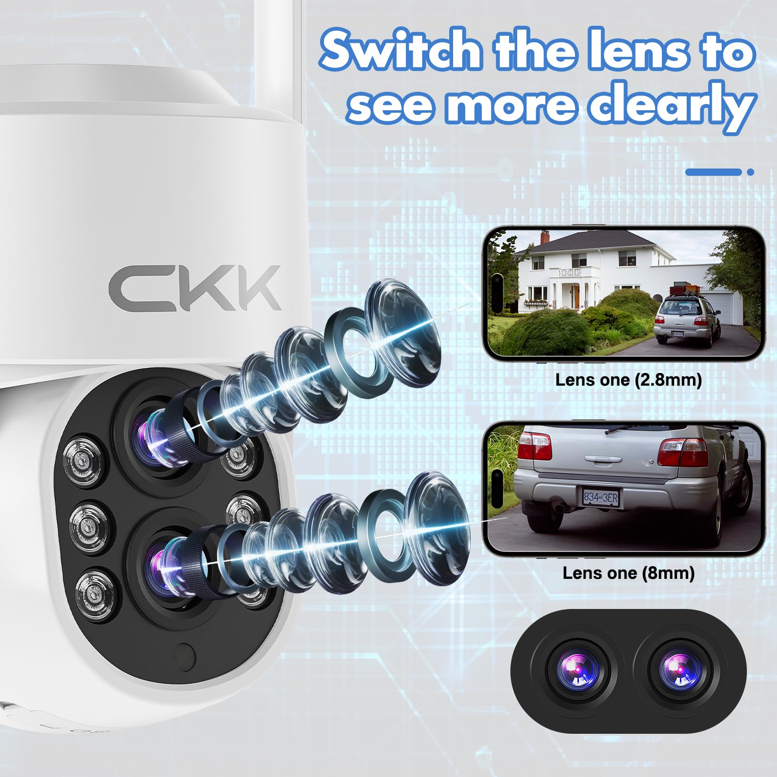 ?Dual Wi Fi, Dual Lens? Wireless Security Camera System, 4Pcs Outdoor Dual Lens Ptz Ckk Cameras Plug & Play For 24/7 Recording,