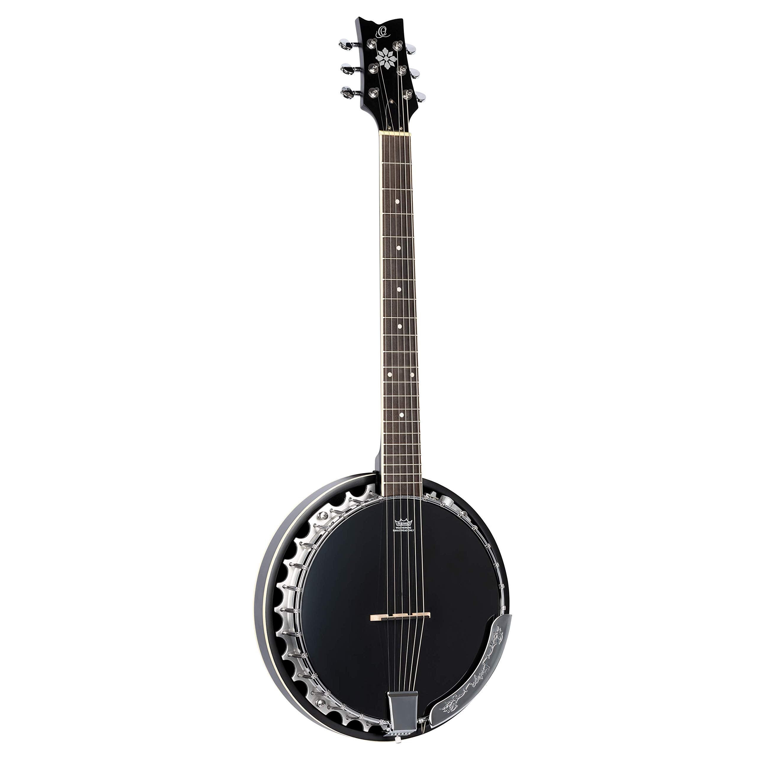 Ortega Guitars Raven Series Left-Handed 6-String Acoustic-Electric Banjo W/Bag, (Obje356-Sbk-L)