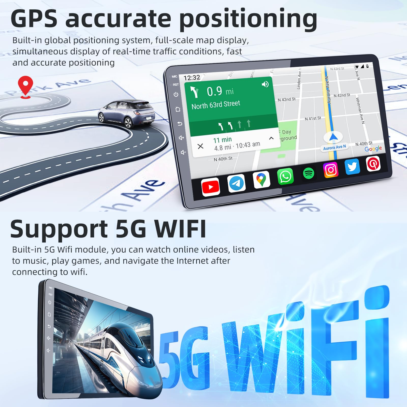 5G Wifi 64G Rom Car Radio Stereo For Ford F150 2004 2005 2006 2007 2008: 7 Inch 1280 * 800 Hd Touch Screen Head Unit Replacement