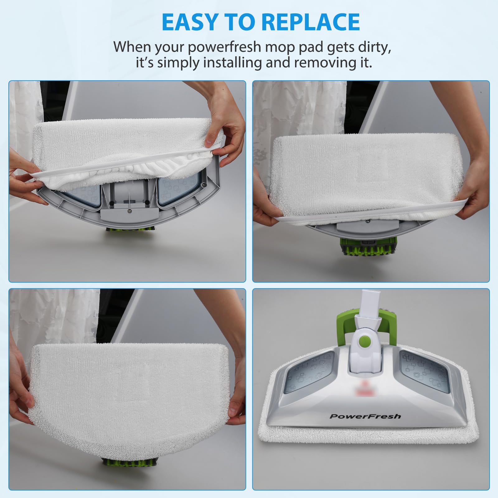 Extolife Microfiber Steam Mop Replacement Pads for Bissell PowerFresh 1940 1806 1544 2075 2685A Series - 10 Pack