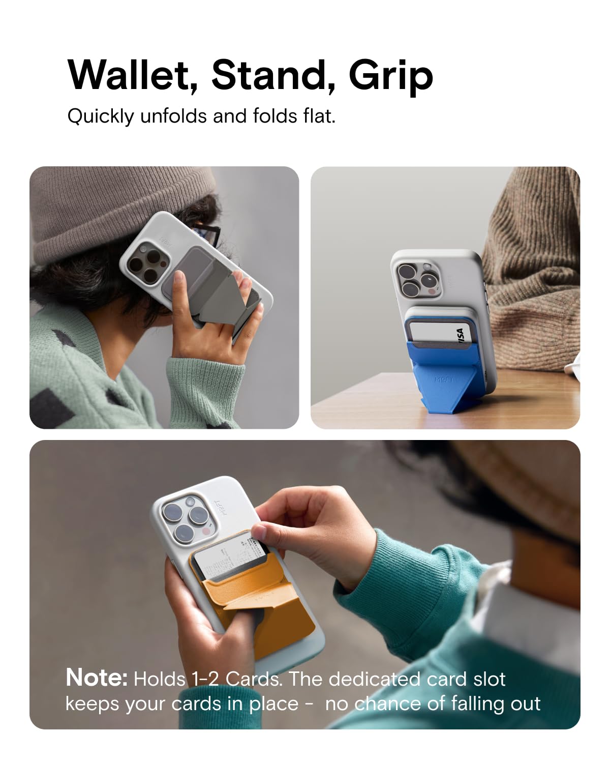 Moft Magnetic Wallet Stand Compatible With Iphone 16/15/14/13/12 Series, Angle Adjustment & Magsafe Compatible Movas Phone Stand