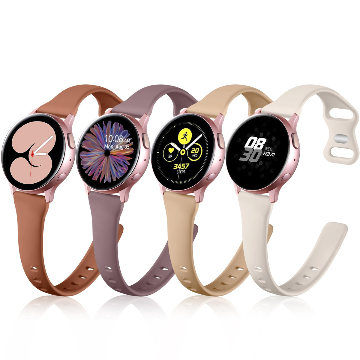 Geak Slim Band Compatible With Samsung Galax Watch 7 6 5 4 Band/Galaxy Watch 5 Pro/Watch 4 6 Classic/Watch 3, 20Mm Silicone Stra