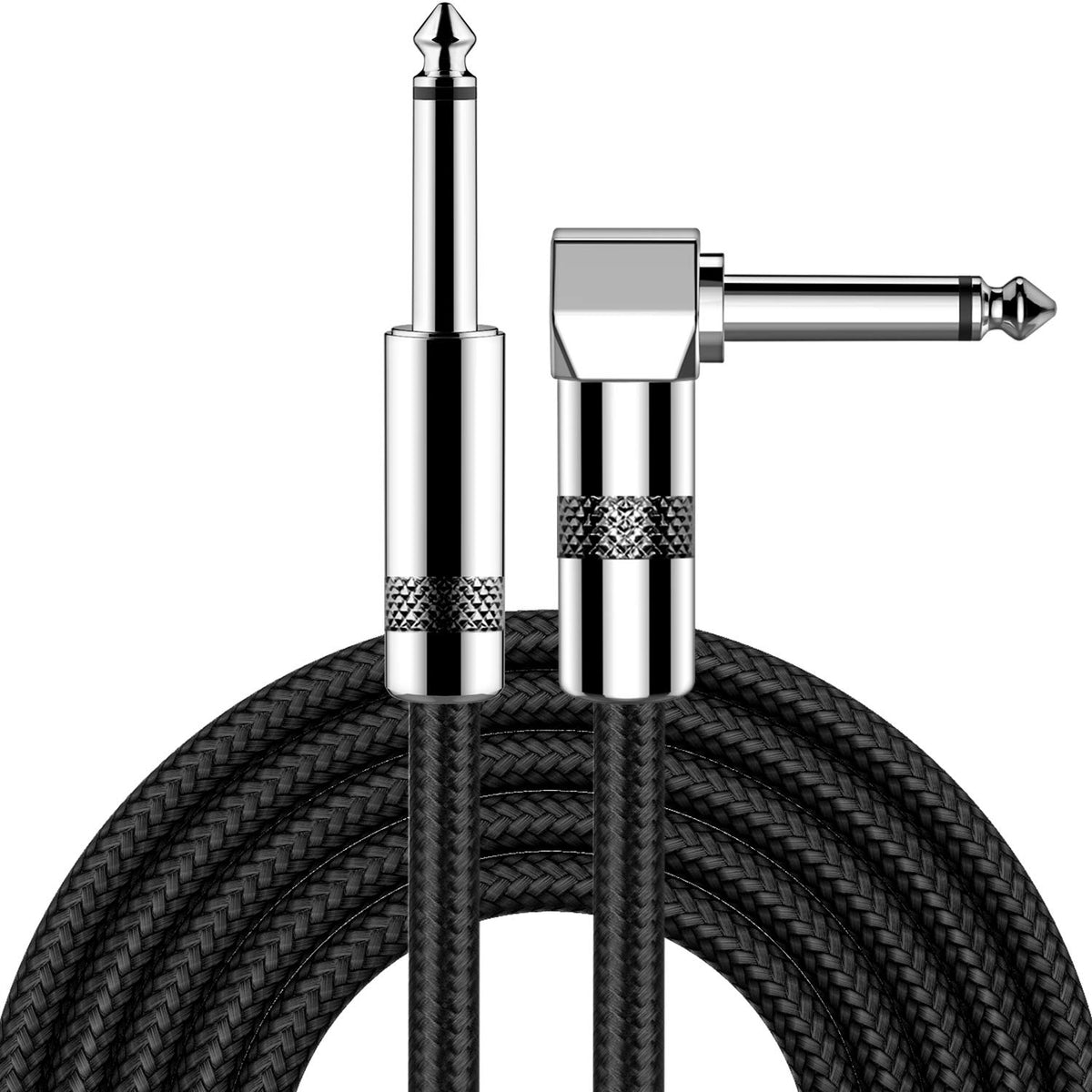 New Bee 6Ft Instrument Cable Bass Amp Cord For Electric ,Bass Guitar, Electric Mandolin, Pro Audio (Right Angle To Straight, Black)