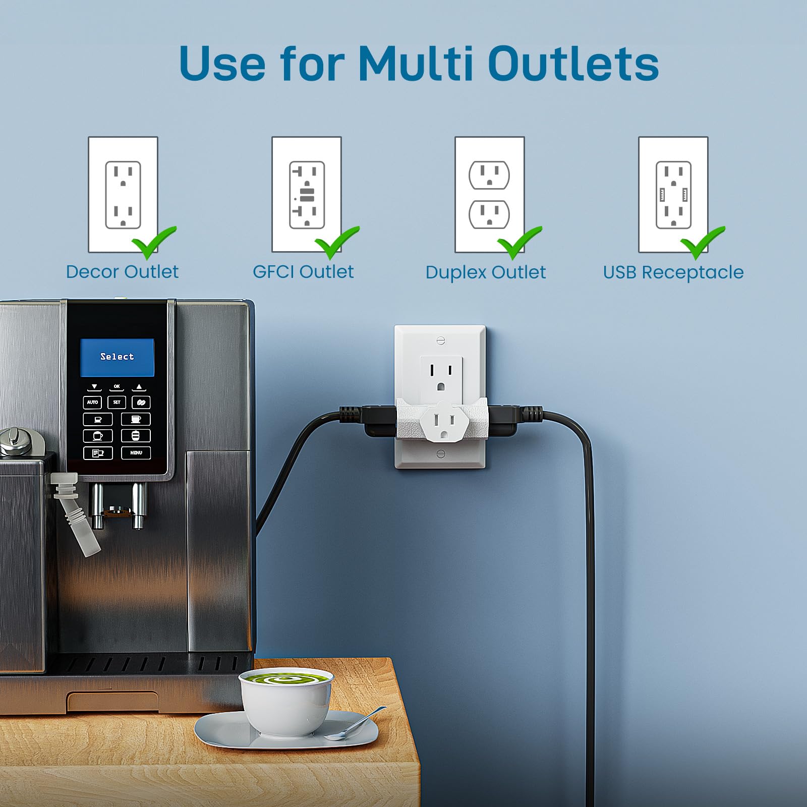 K Kasonic   3 Outlet Grounding Adapter, [Ul Listed] Plug Extender, Heavy Duty Grounded Power Tap   3 Pack (White)