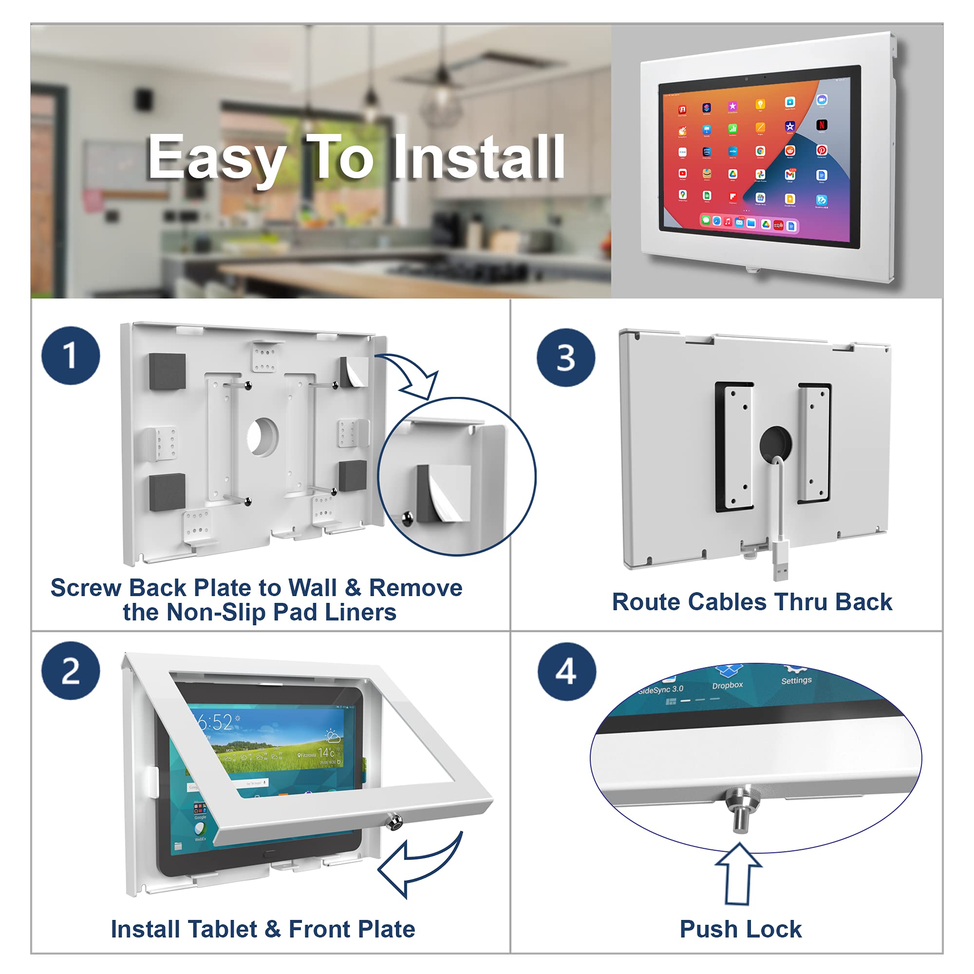 Tabcare Locking Security Metal Case For Apple Ipad 7/8/9 10.2' Tablet For Kiosk, Pos, Store, Show Display (White, Ipad 7/8/9 10.2)