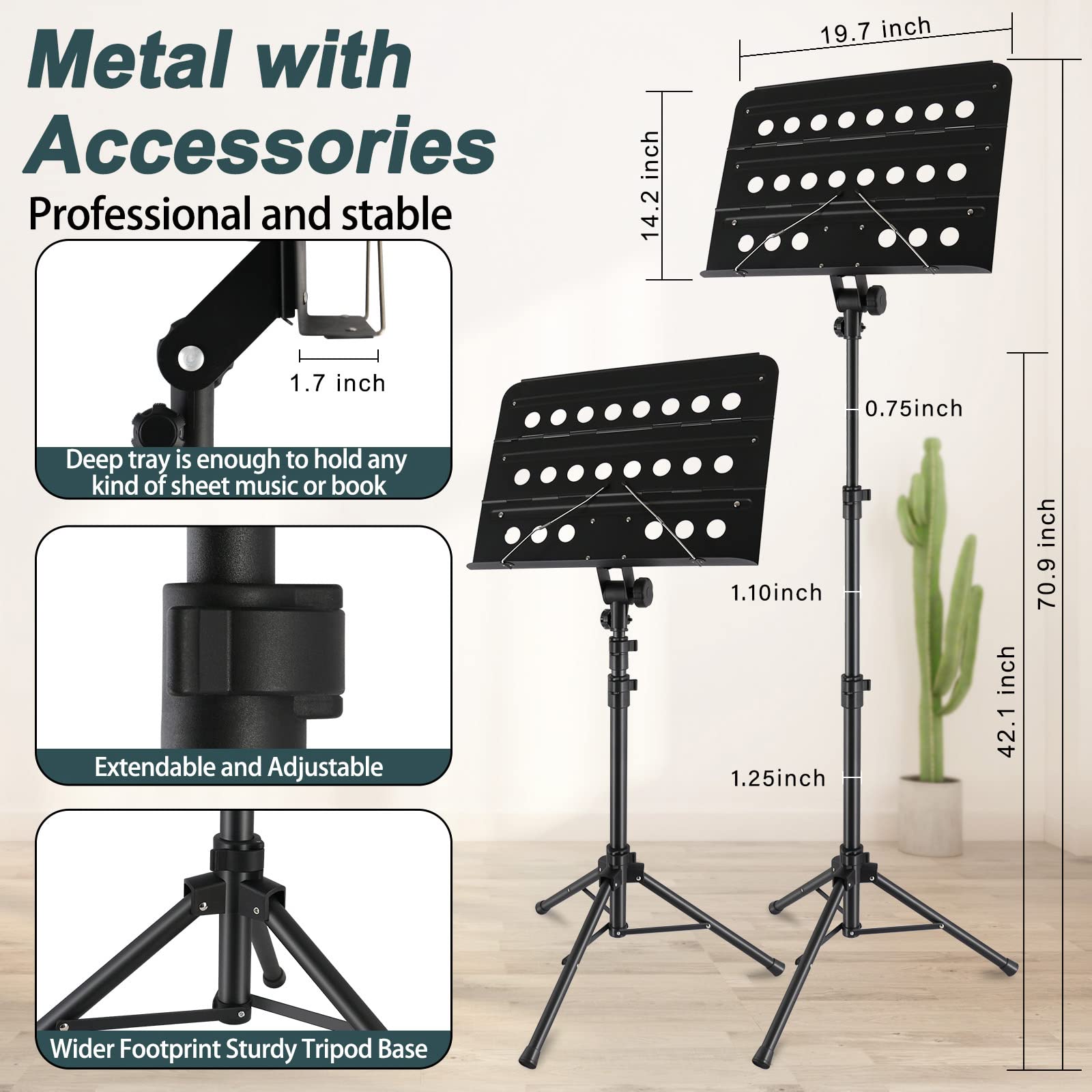 Eastrock Sheet Music Stand Professional With Portable Bag Widened Panel, Thickened Pipe Wall, Lengthened Height Lifting Music St