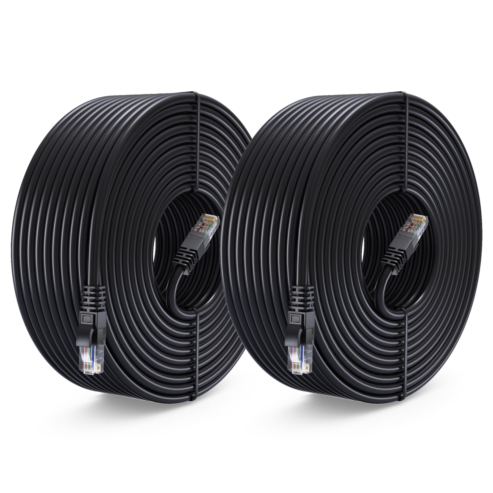 Maximm Cat 6 Ethernet Cable 100 Ft (2 Pack)   High Speed Lan Cable, Internet Cable, Patch Cable, And Network Cable   Utp, 10Gbps, 550Mhz Cat6 Cable   Black
