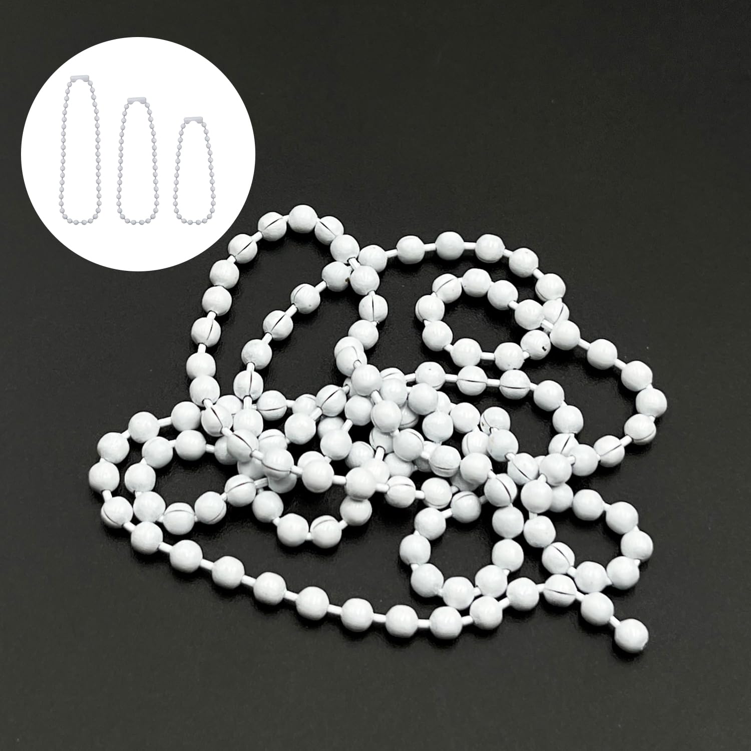 Ceiling Fan Pull Chain Extender, 12Feet 3Mm Diameter Beaded Ball Fan Light Extension Pull Chain With 10 Matching Connectors(Whit