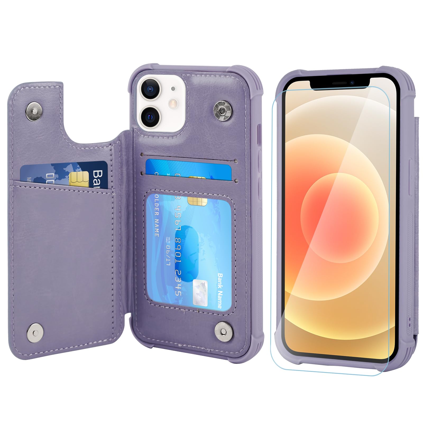 Vanavagy Wallet Case For Iphone 12/Iphone 12 Pro For Women Men,Rfid Block Leather Flip Folio Phone Cover Fits Magnetic Car Mount