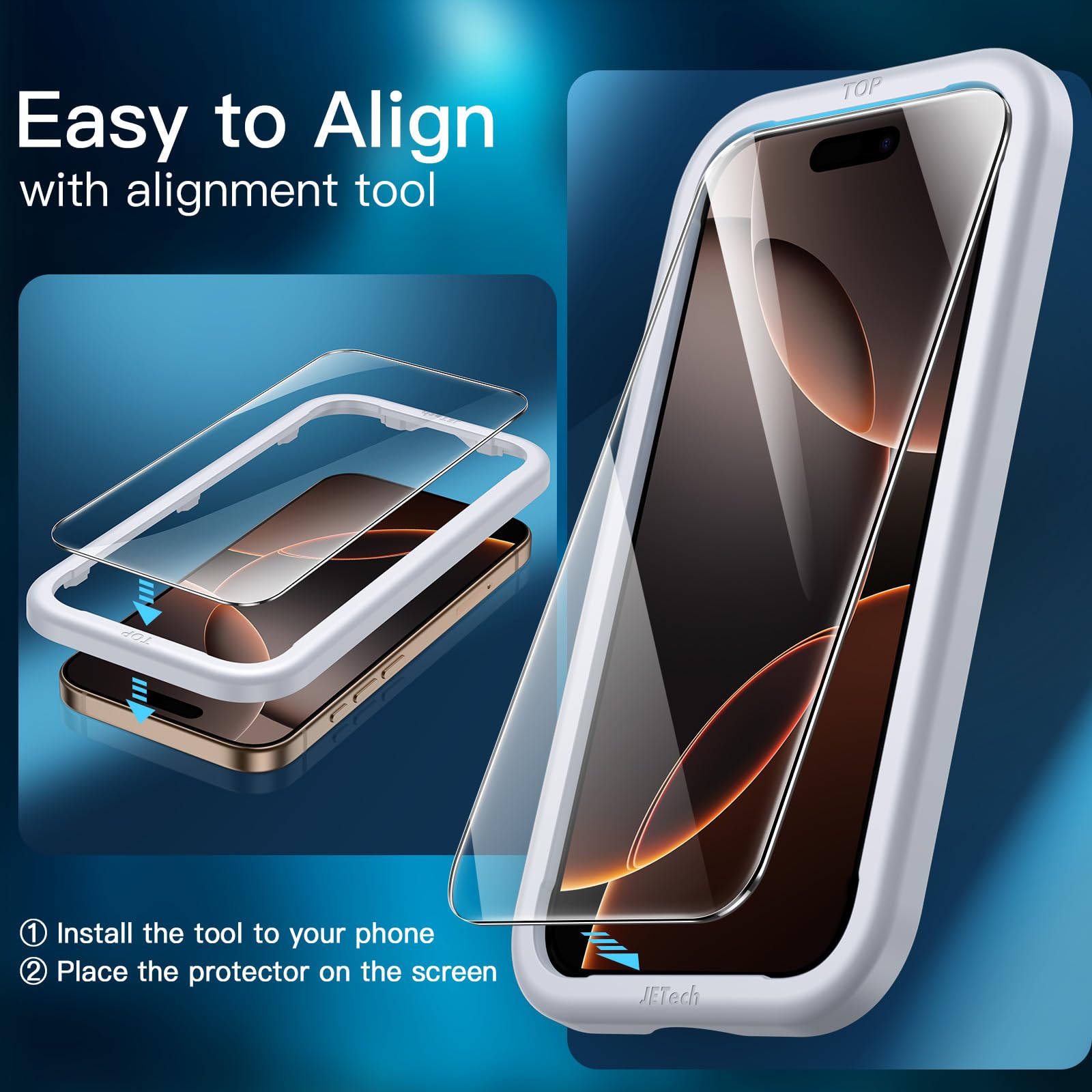 Jetech Screen Protector For Iphone 16 Pro Max 6.9 Inch, Tempered Glass Film With Easy Installation Tool, Case Friendly, Hd Clear