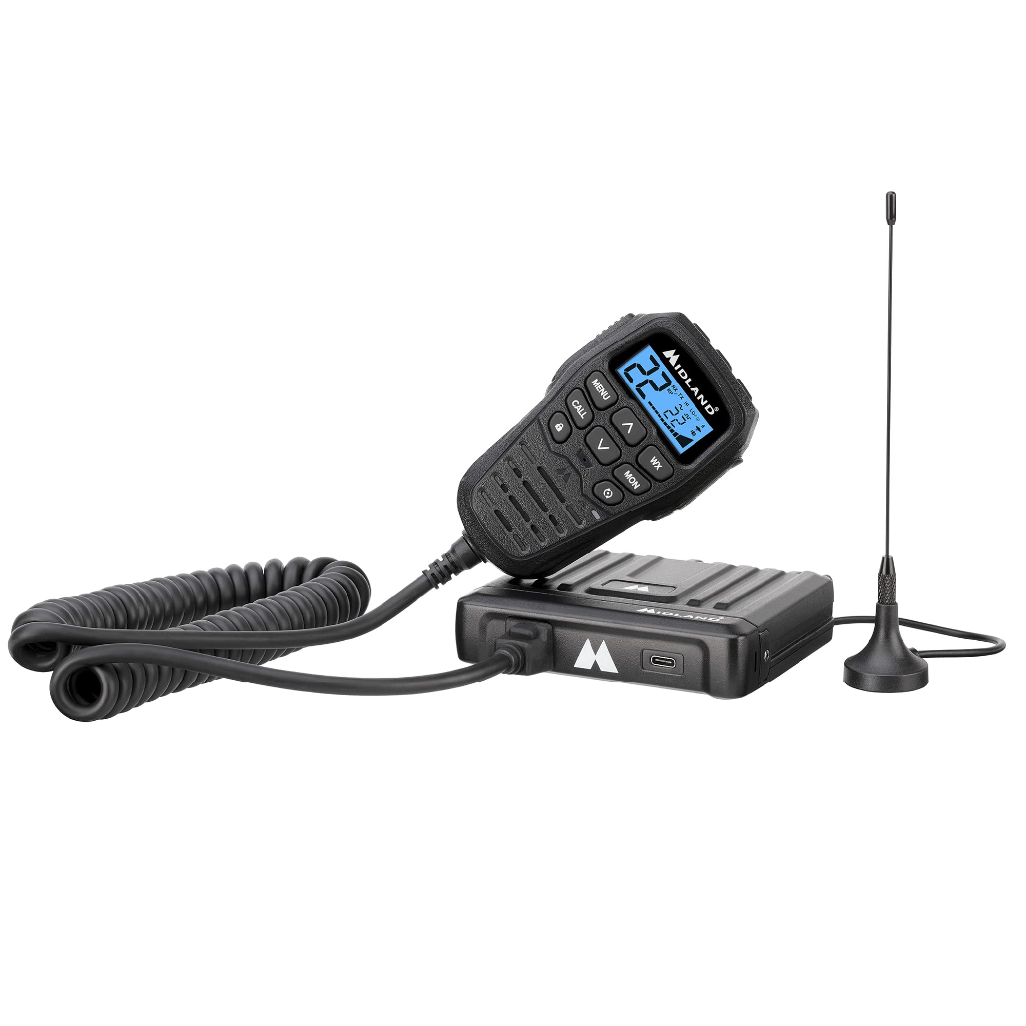 Midland � Mxt275 Micromobile� Gmrs Radio � 15 Watts Two Way Radio With Integrated Control Microphone � Overland Caravanning Tractors � Detachable External Magnetic Mount Antenna   8 Repeater Channels