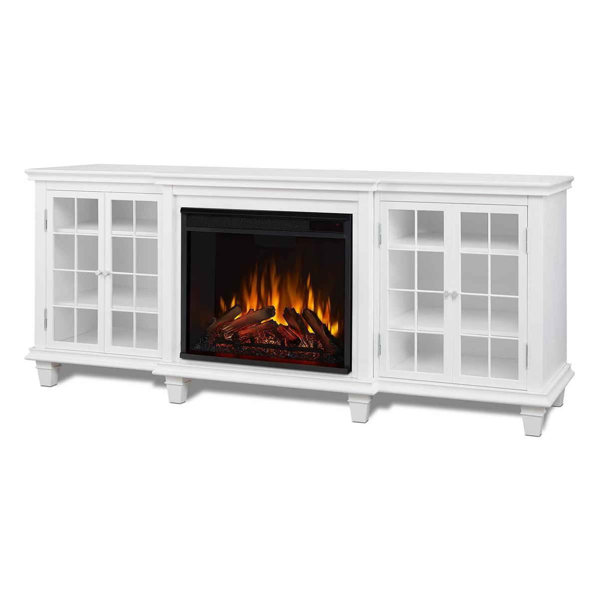 Real Flame Marlowe 70    Electric Fireplace Tv Stand For Tvs Up To 70 Inches, Entertainment Center With Adjustable Shelves And S