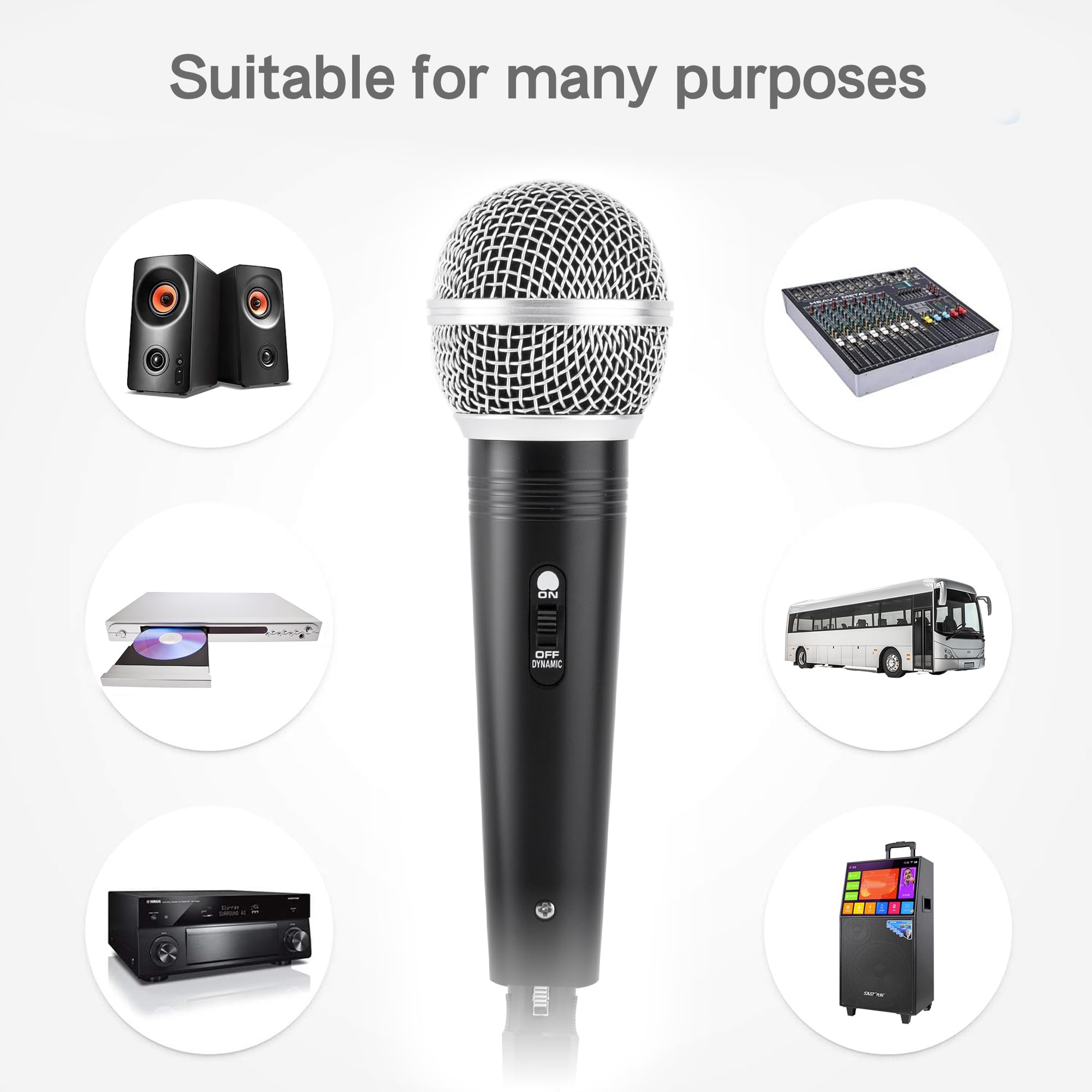 Adamantite Dynamic Karaoke Microphone For Singing, Metal Handheld Wired Microphone, 13Ft Cable And Magnetic Switch, Perfect For