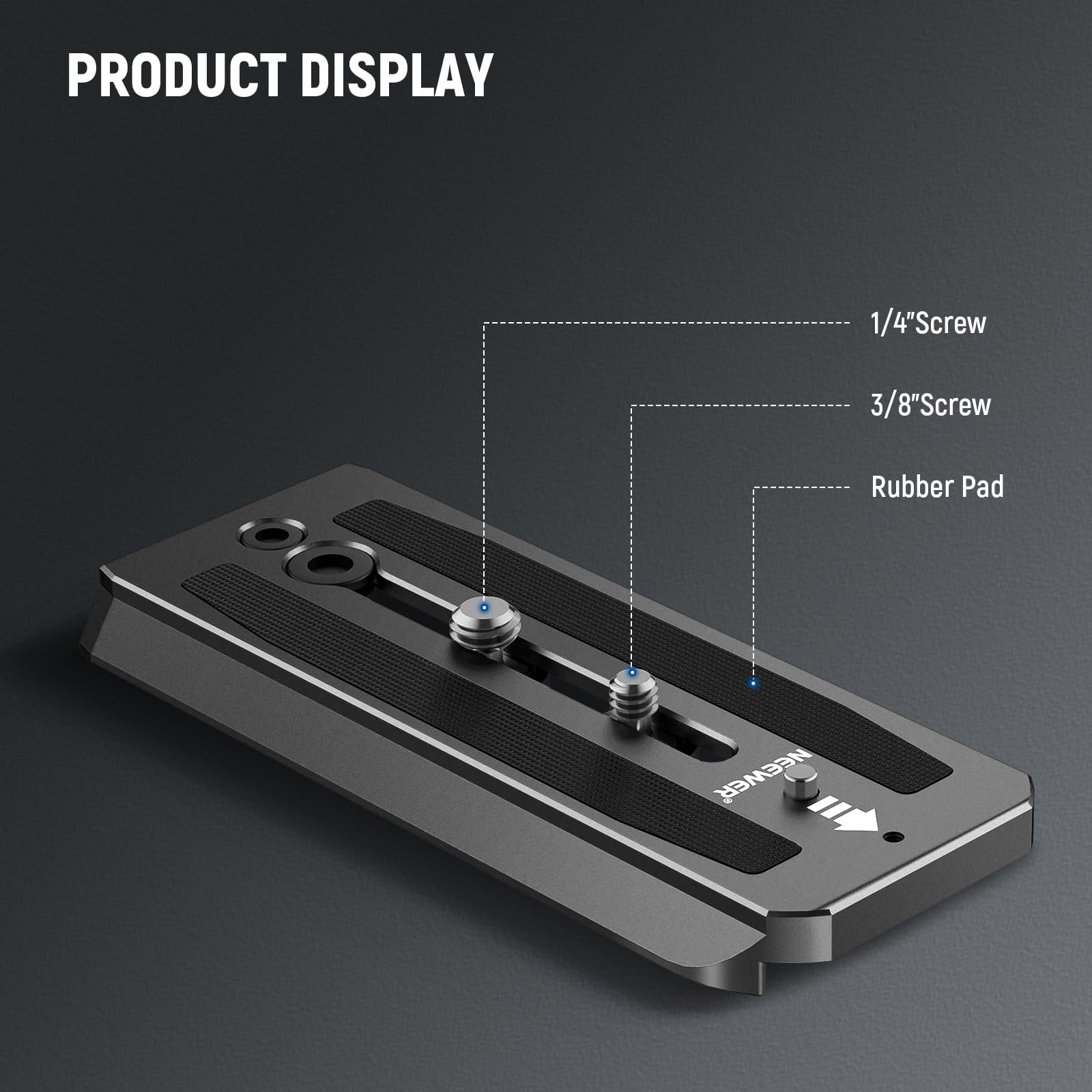 Neewer 501Pl Tripod Fluid Head Quick Release Plate, Camera Mounting Plate With 1/4'' And 3/8'' Screws, Anti Off Pin For Gm001 Gm
