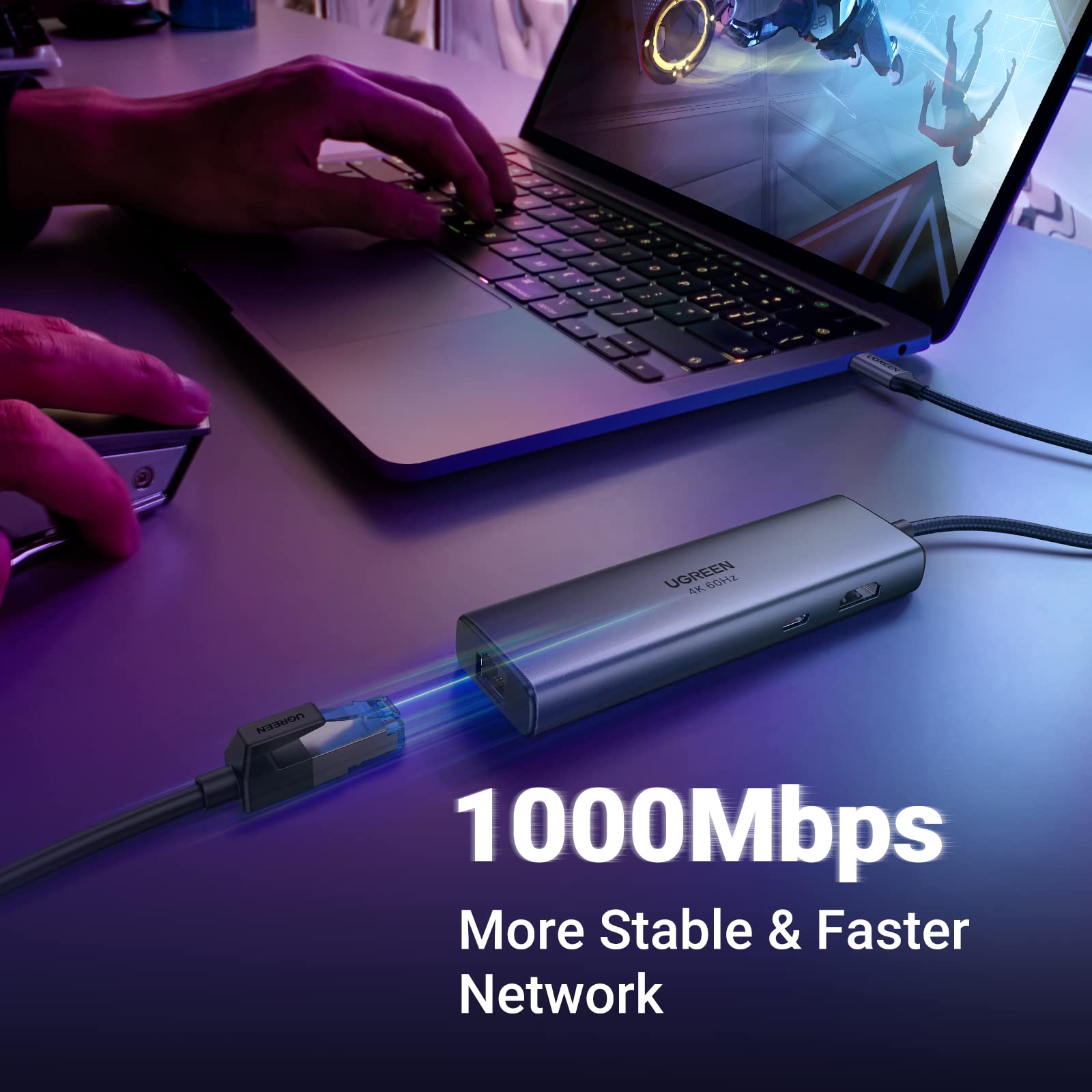 Ugreen Revodok 7 In 1 Usb C Hub Gigabit Ethernet Adapter 4K@60Hz Hdmi, 100W Pd Charging, Usb A Data Ports, Sd/Tf Card Reader Com