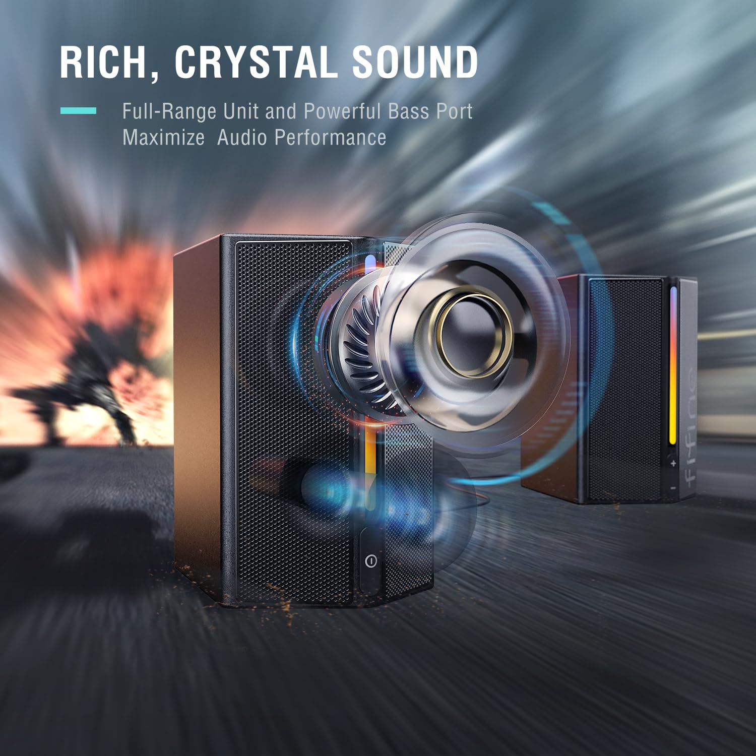 Fifine Computer Speakers, Desktop Pc Speakers With Volume Control, Rgb Gaming Speakers Wired With 3.5Mm Aux Audio Cable For Lapt