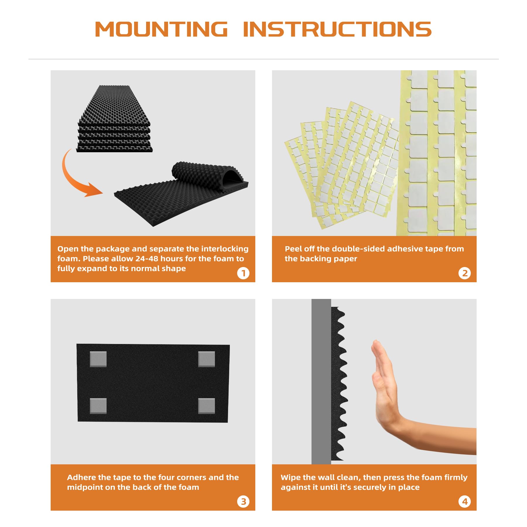 Temgcuam 4 Pack Sound Proof Foam Panels |48  24  2 Egg Crate Foam Pad | High Density Soundproof Wall Panels For Home Studio Nois