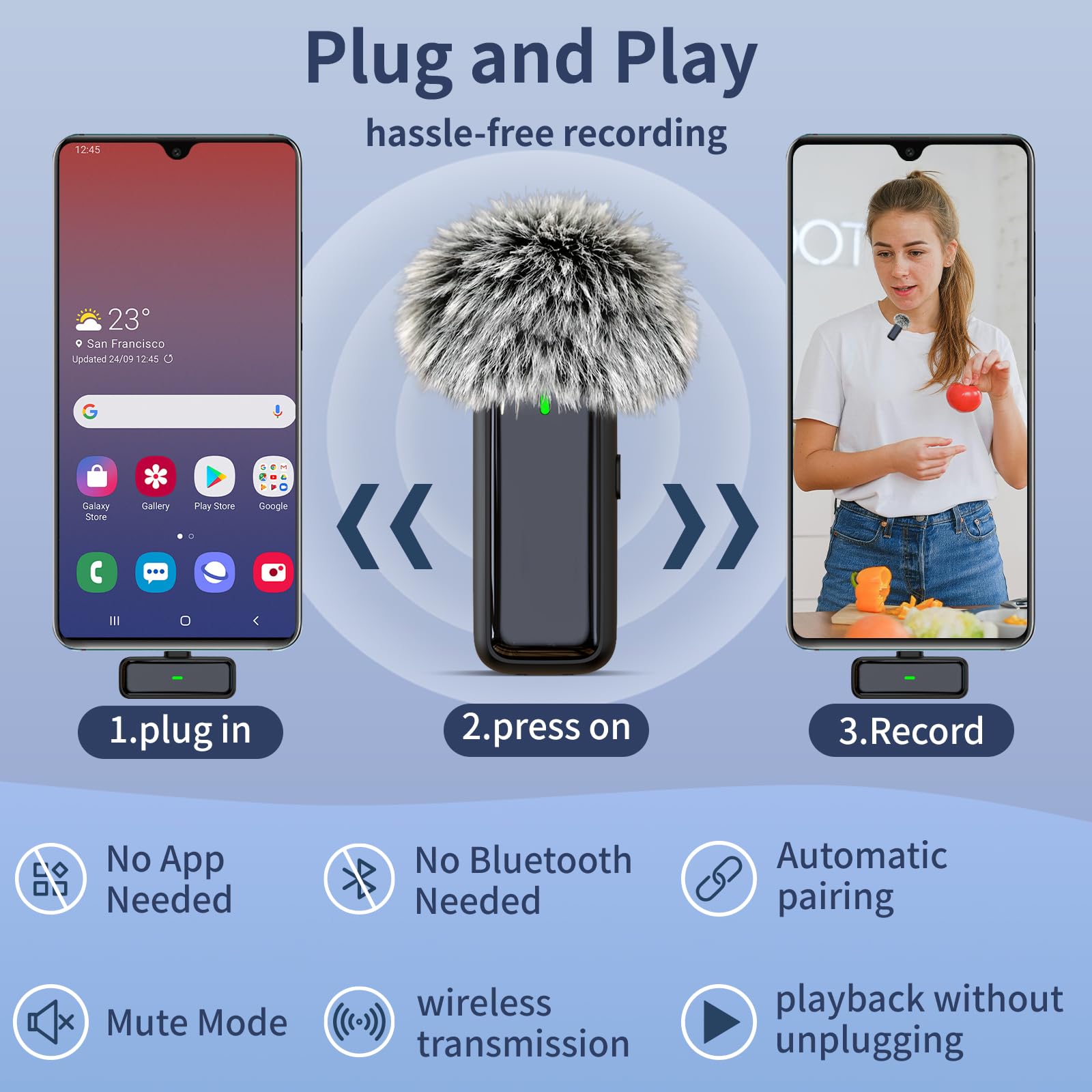 Txtune 2 Pack Wireless Lavalier Lapel Microphone For Iphone 14/13/12/11   Noise Canceling Lav Mic Clip On Microphones For Ipad V