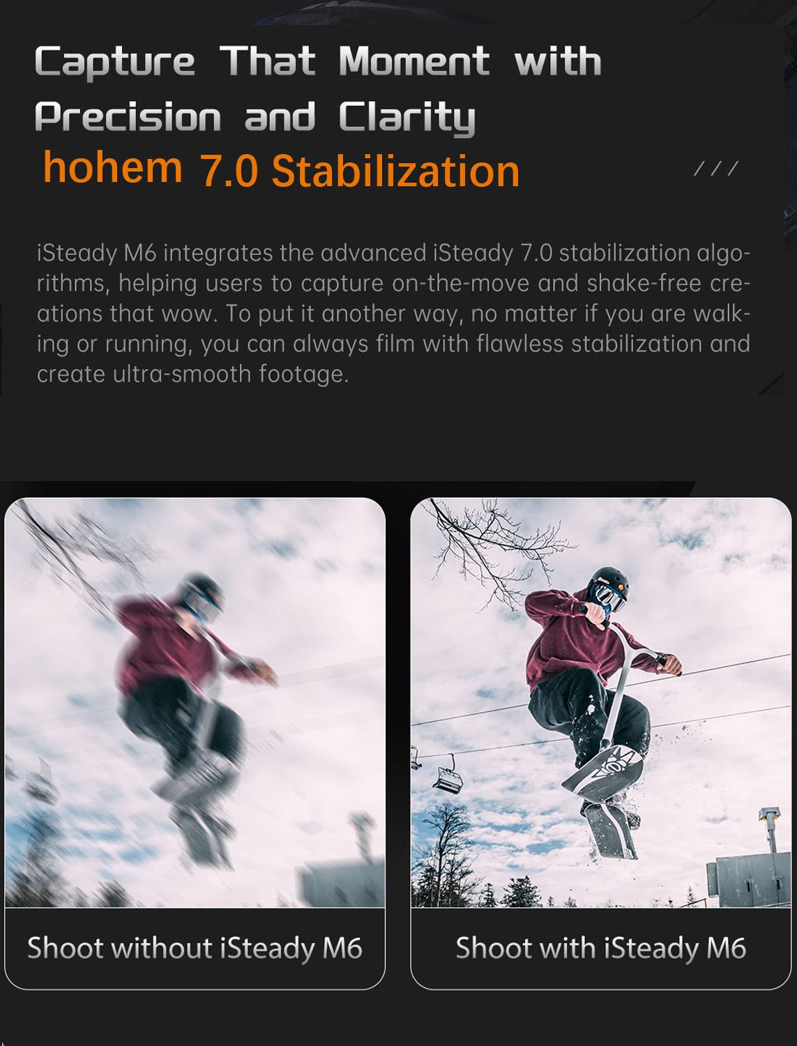 Hohem Isteady M6 Kit Smartphone Gimbal Stabilizer 3 Axis With Magnetic Fill Light/Ai Tracking Sensor For Iphone Android With 0.91 Inch Oled Display Max Payload 400G