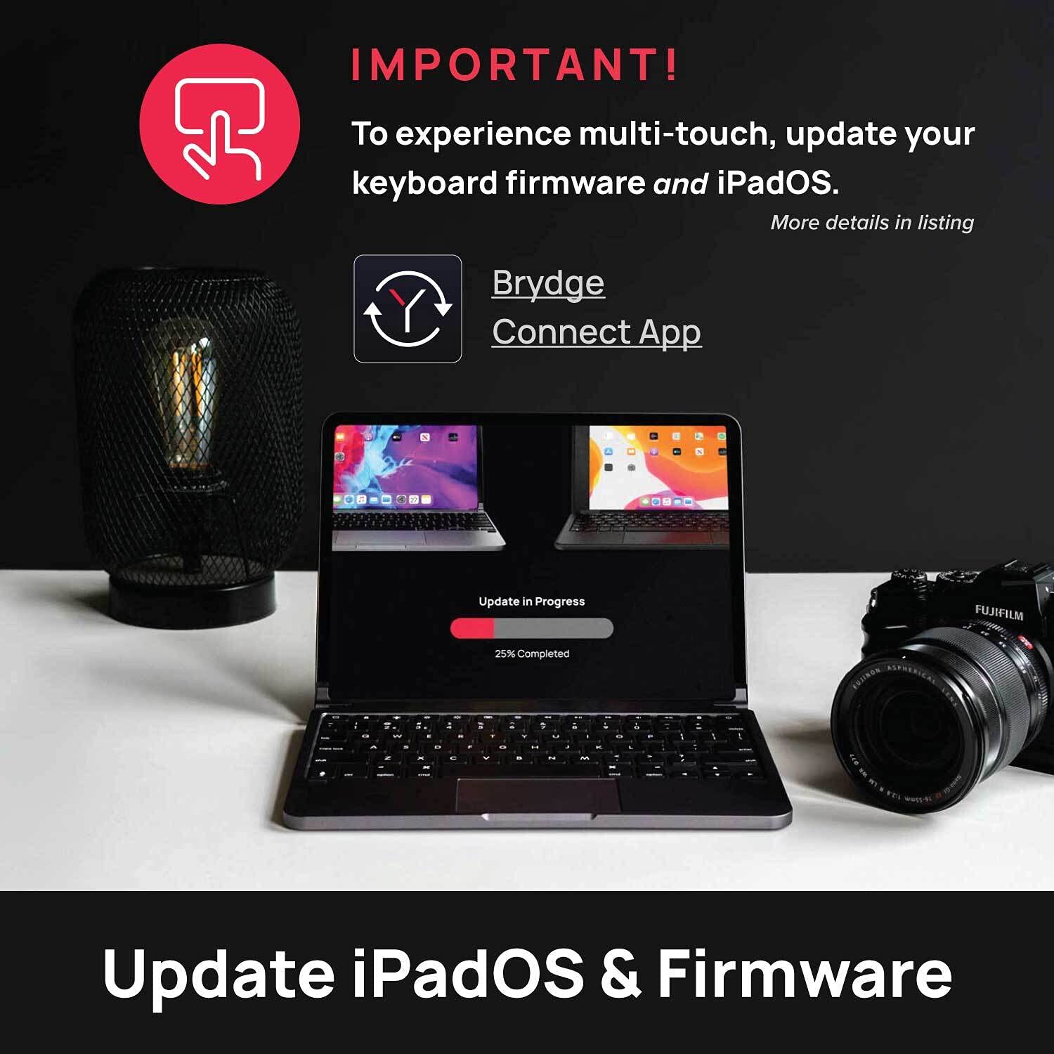 Brydge 11.0 Pro+ Wireless Keyboard With Trackpad | Compatible With Ipad Pro 11 Inch (1St, 2Nd & 3Rd Gen) | Native Multi Touch Trackpad | Backlit Keys | (Space Gray)