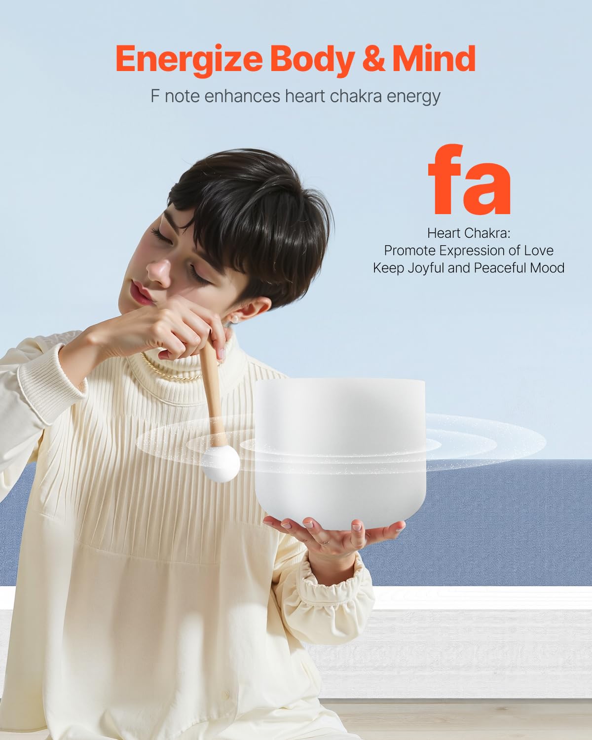 Vevor Crystal Singing Bowl, 8-Inch F Note Heart Chakra Singing Bowl, Frosted Quartz Singing Bowl With Rubber Mallet And O-Ring,