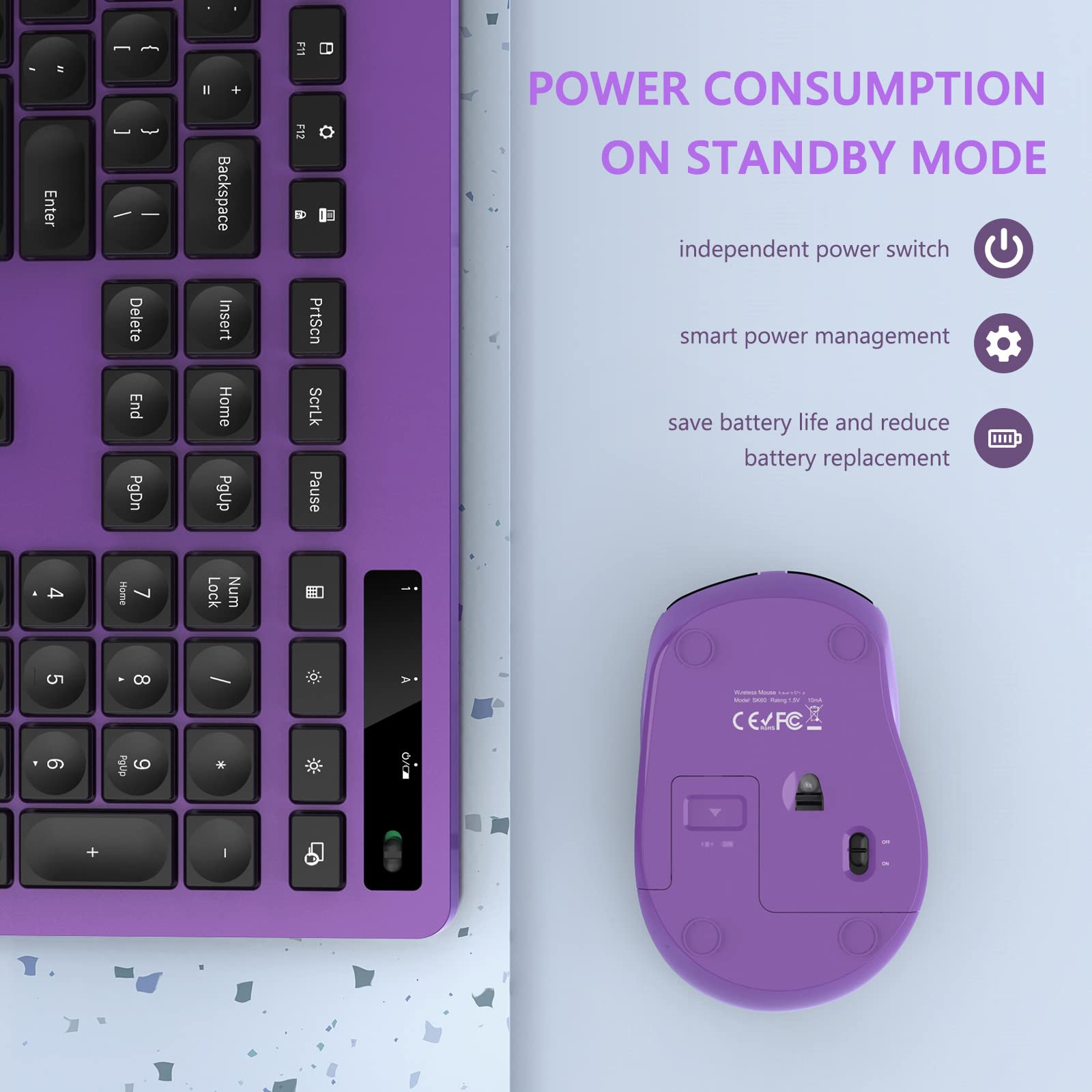 Vivefox 2.4Ghz Silent Usb Wireless Keyboard And Mouse Combo   Full Size Keyboard With Phone Holder And Mouse For Computer, Deskt